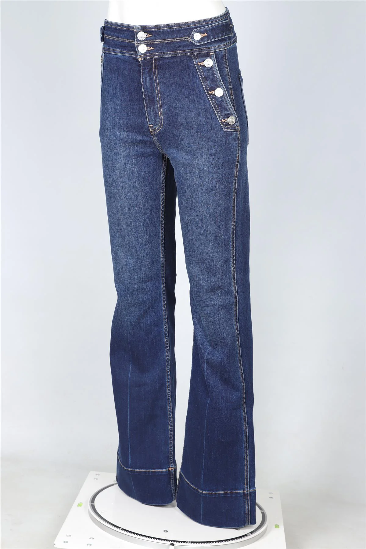 CURRENT/ELLIOTT BLUE HIGH RISE FLARED JEANS W27 UK 8-10 - Image 3