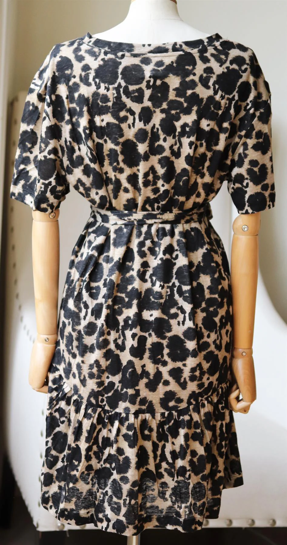 CURRENT/ELLIOTT CRYSTAL LEOPARD PRINT LINEN MINI DRESS MEDIUM - Image 4