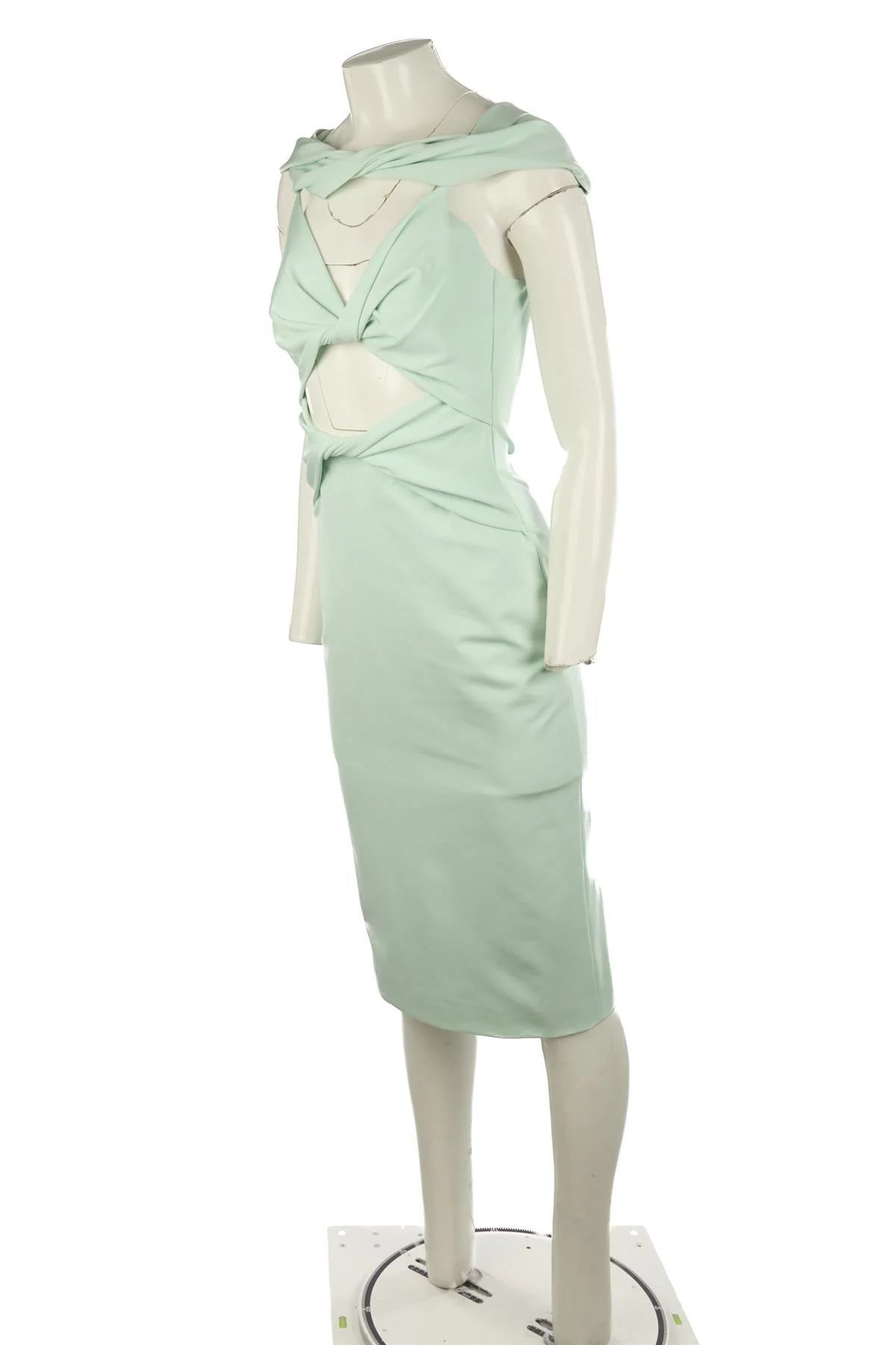 CUSHNIE ET OCHS GREEN CREPE MIDI DRESS US 4 UK 8 - Image 3