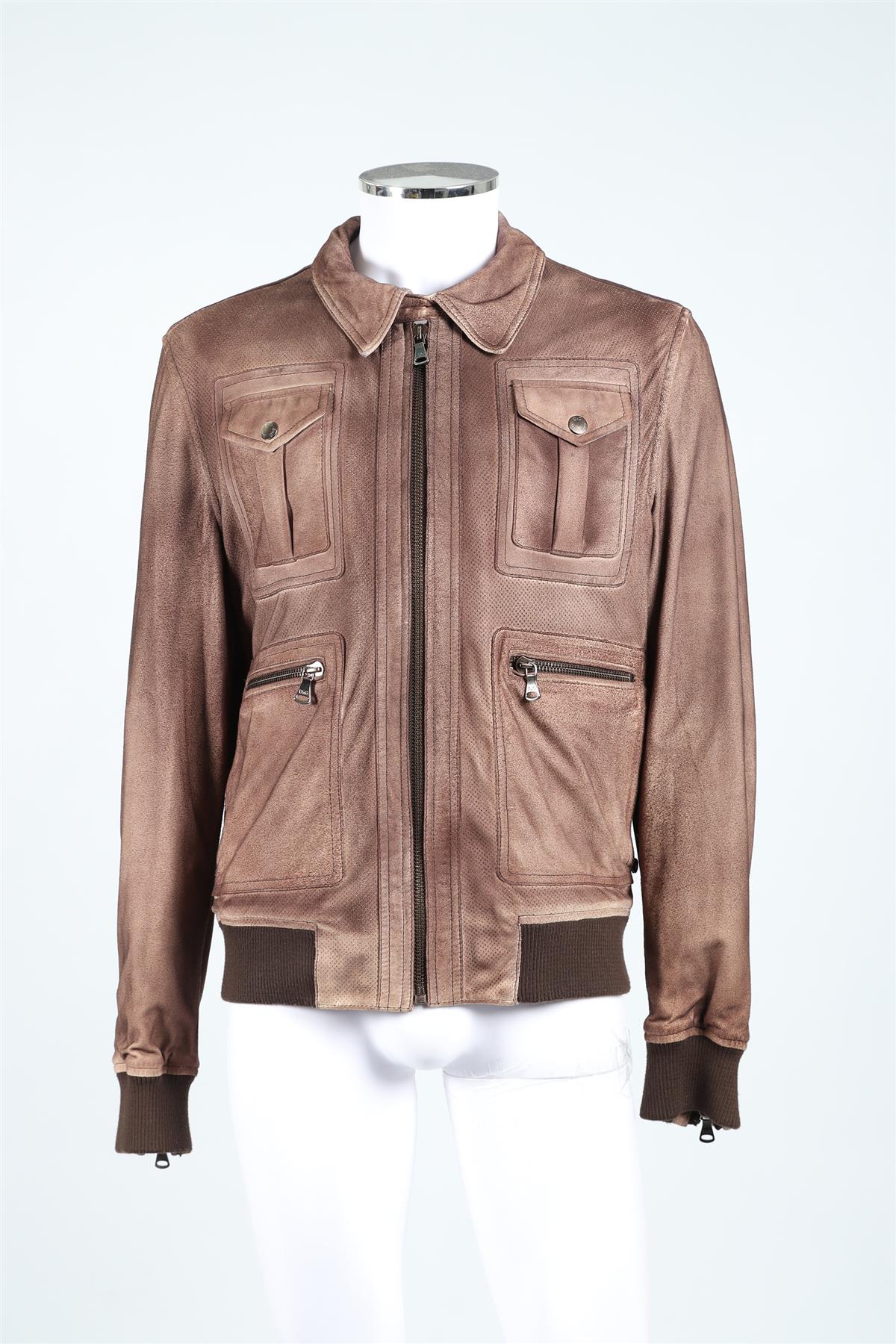 D&G BROWN MEN'S SUEDE JACKET IT 54 UK 44 - Image 2