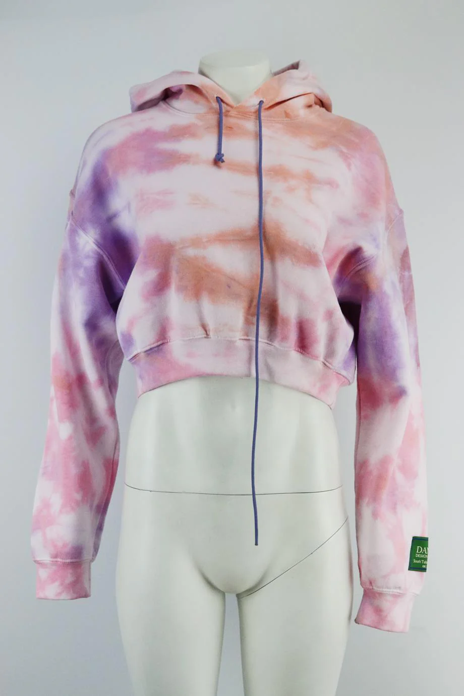 DANZY CROPPED TIE DYED COTTON JERSEY HOODIE MEDIUM - Image 2