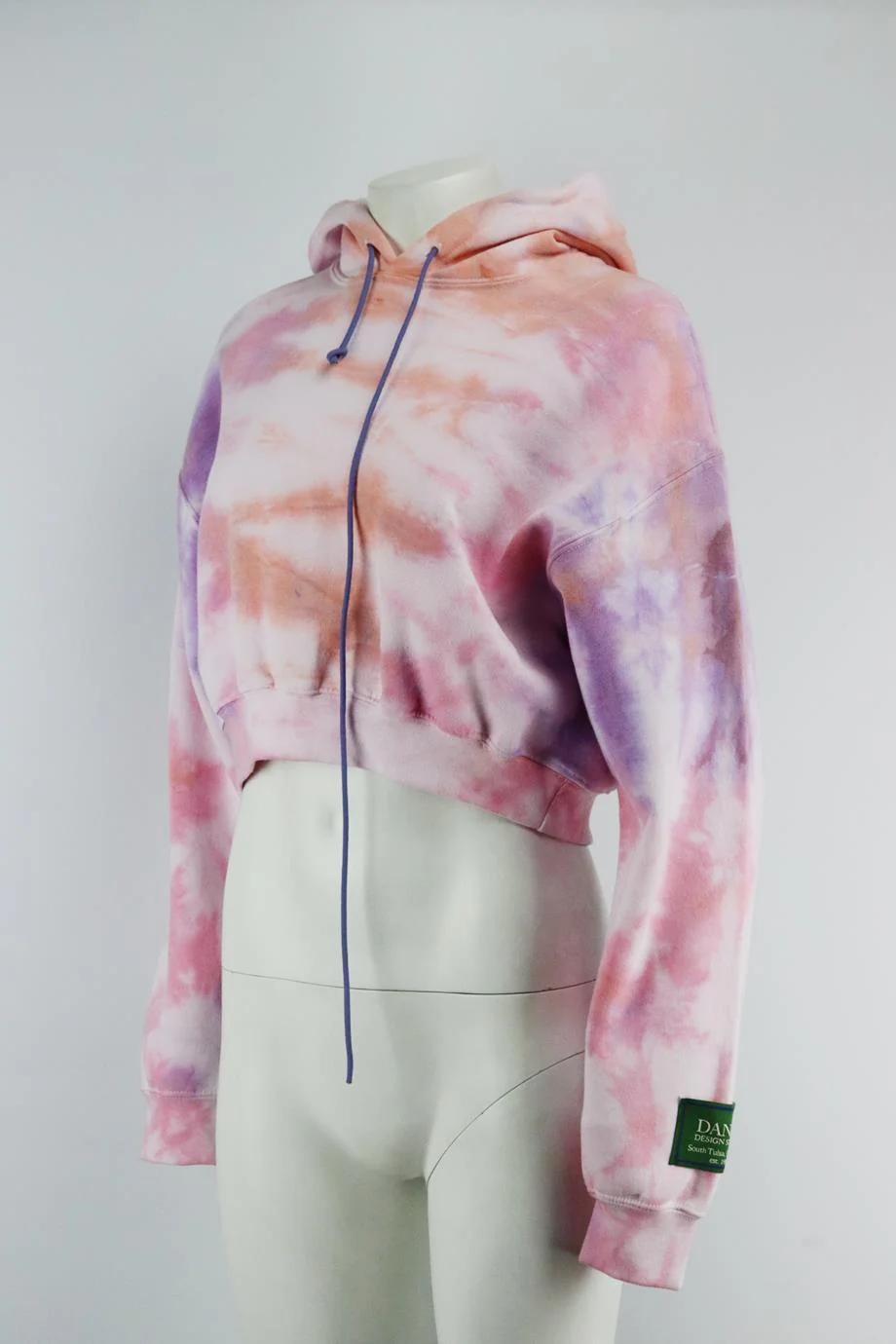 DANZY CROPPED TIE DYED COTTON JERSEY HOODIE MEDIUM - Image 3