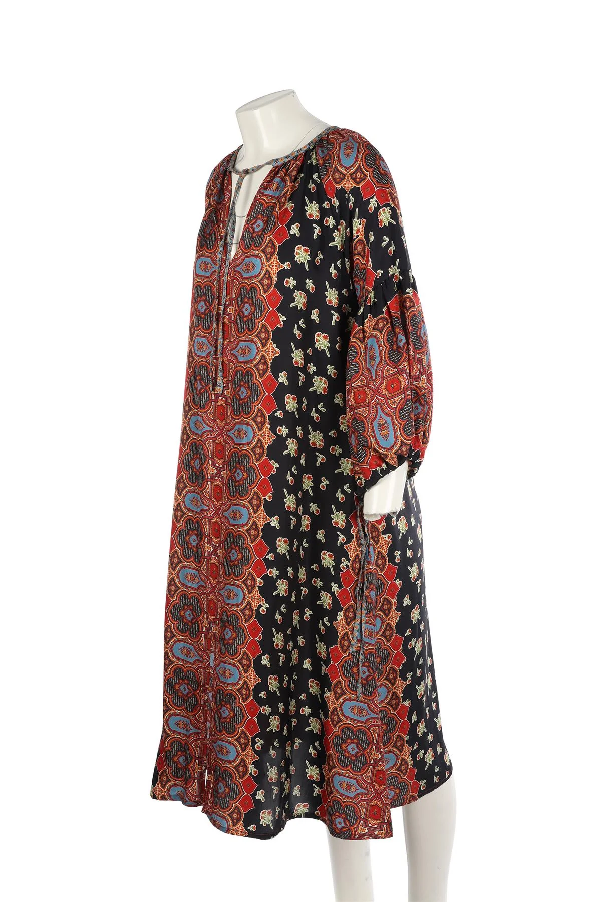 D'ASCOLI NAVY SILK MIDI DRESS XSMALL - Image 3