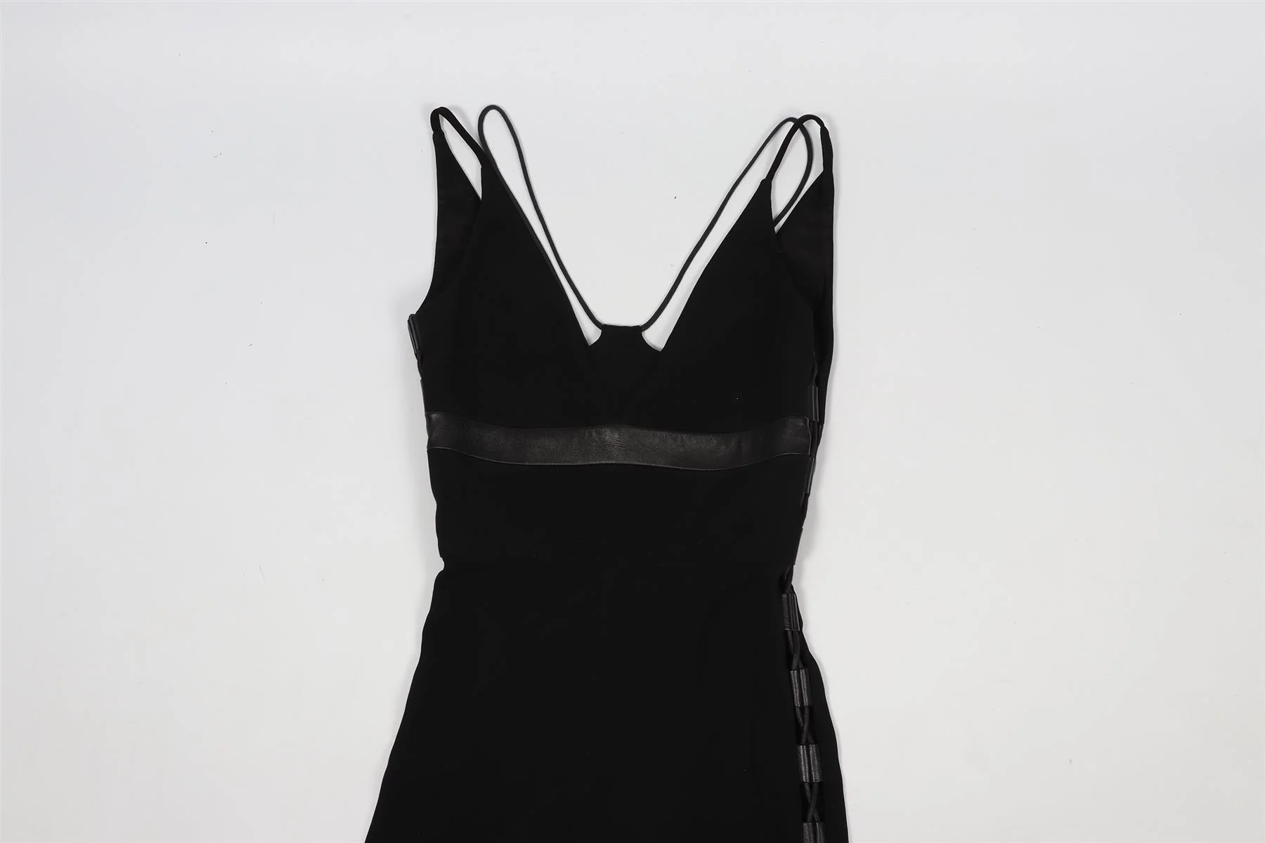 DAVID KOMA BLACK CREPE AND LEATHER JUMPSUIT UK 8 - Image 3