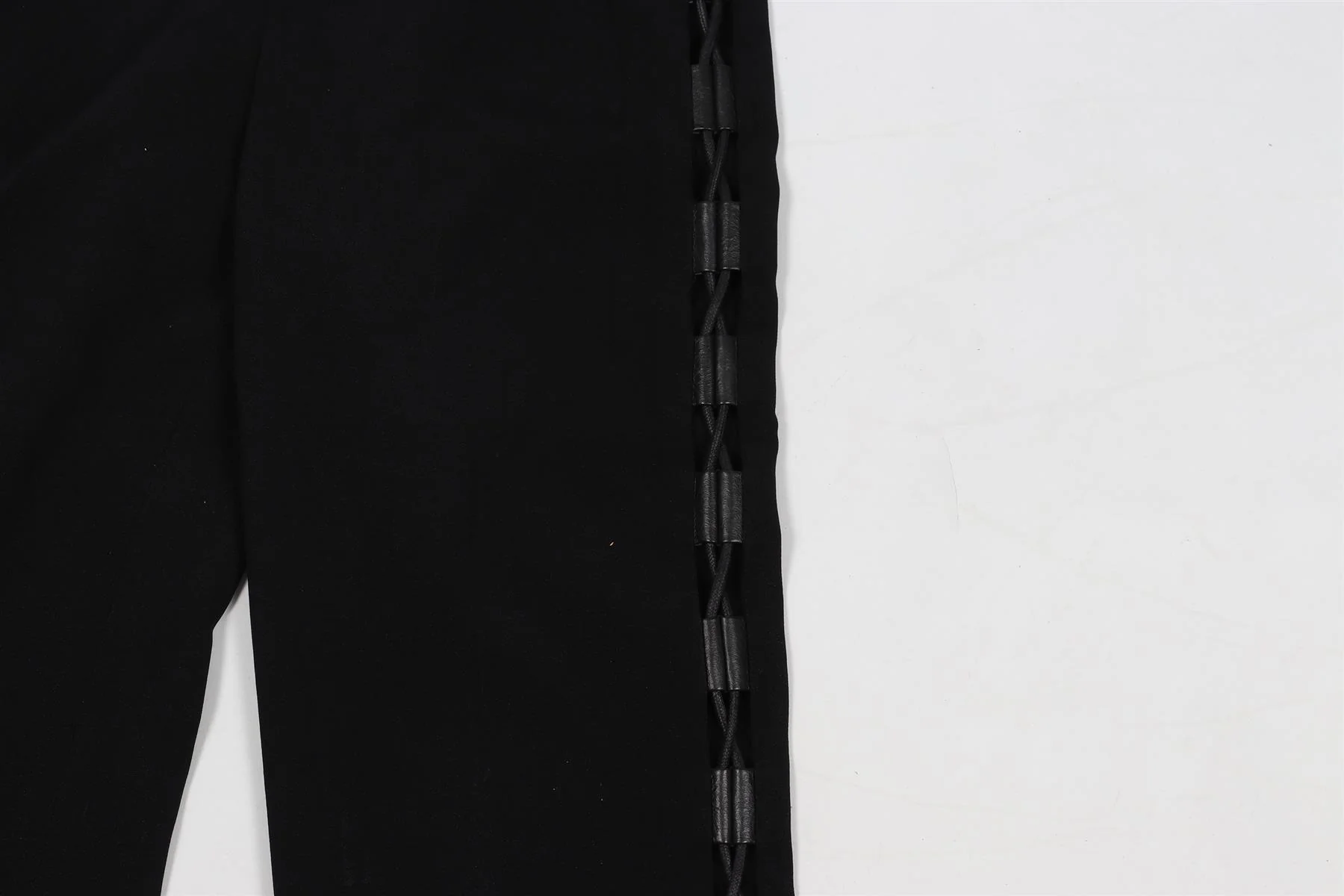 DAVID KOMA BLACK CREPE AND LEATHER JUMPSUIT UK 8 - Image 4