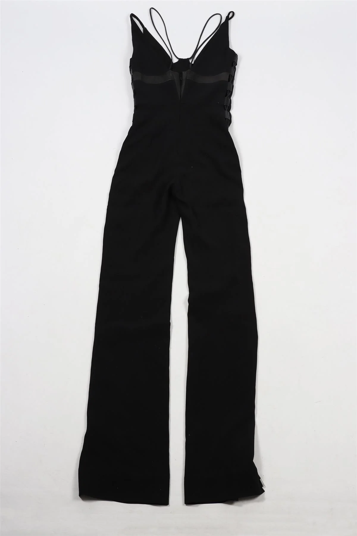 DAVID KOMA BLACK CREPE AND LEATHER JUMPSUIT UK 8 - Image 5