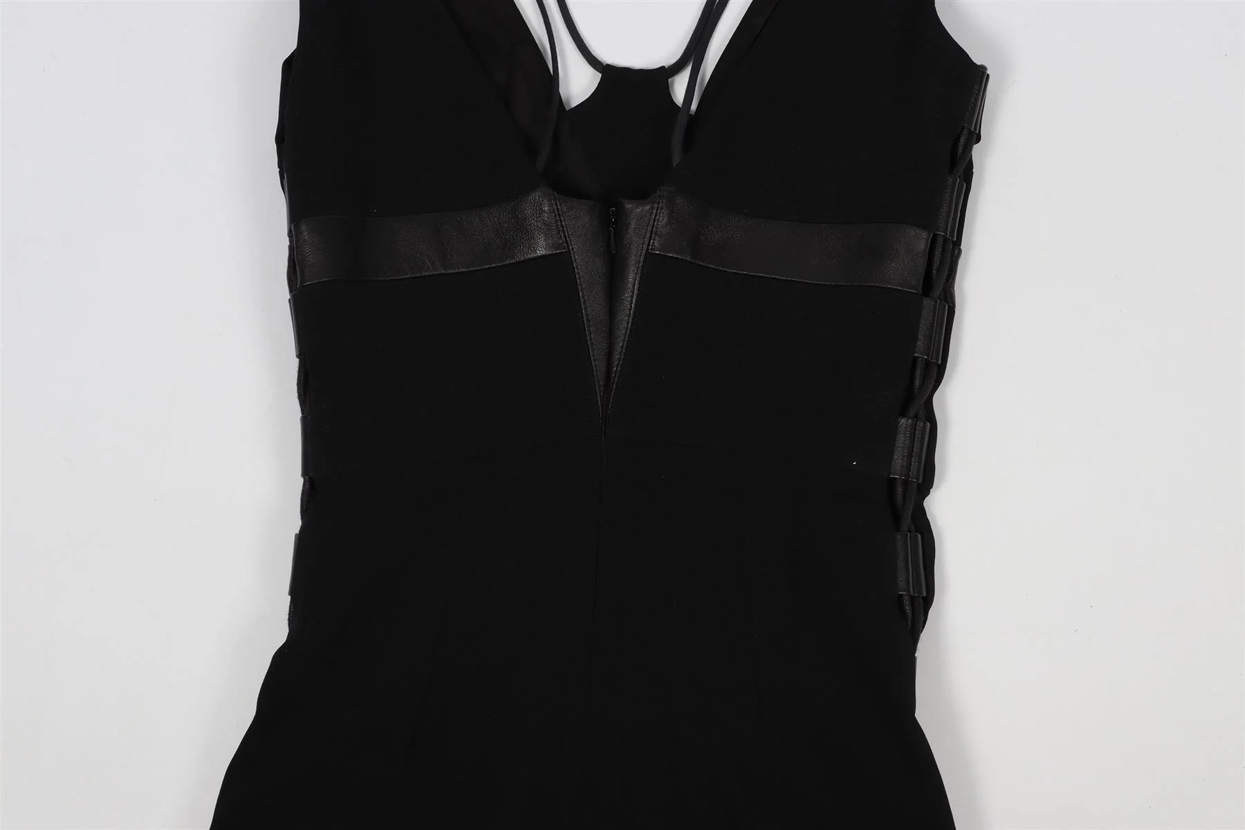 DAVID KOMA BLACK CREPE AND LEATHER JUMPSUIT UK 8 - Image 6