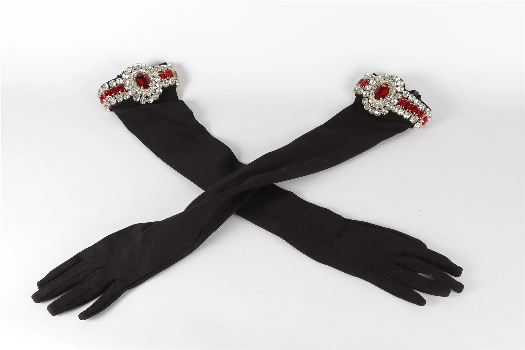 DAVID KOMA BLACK CRYSTAL AND JERSEY GLOVES MEDIUM - Image 3