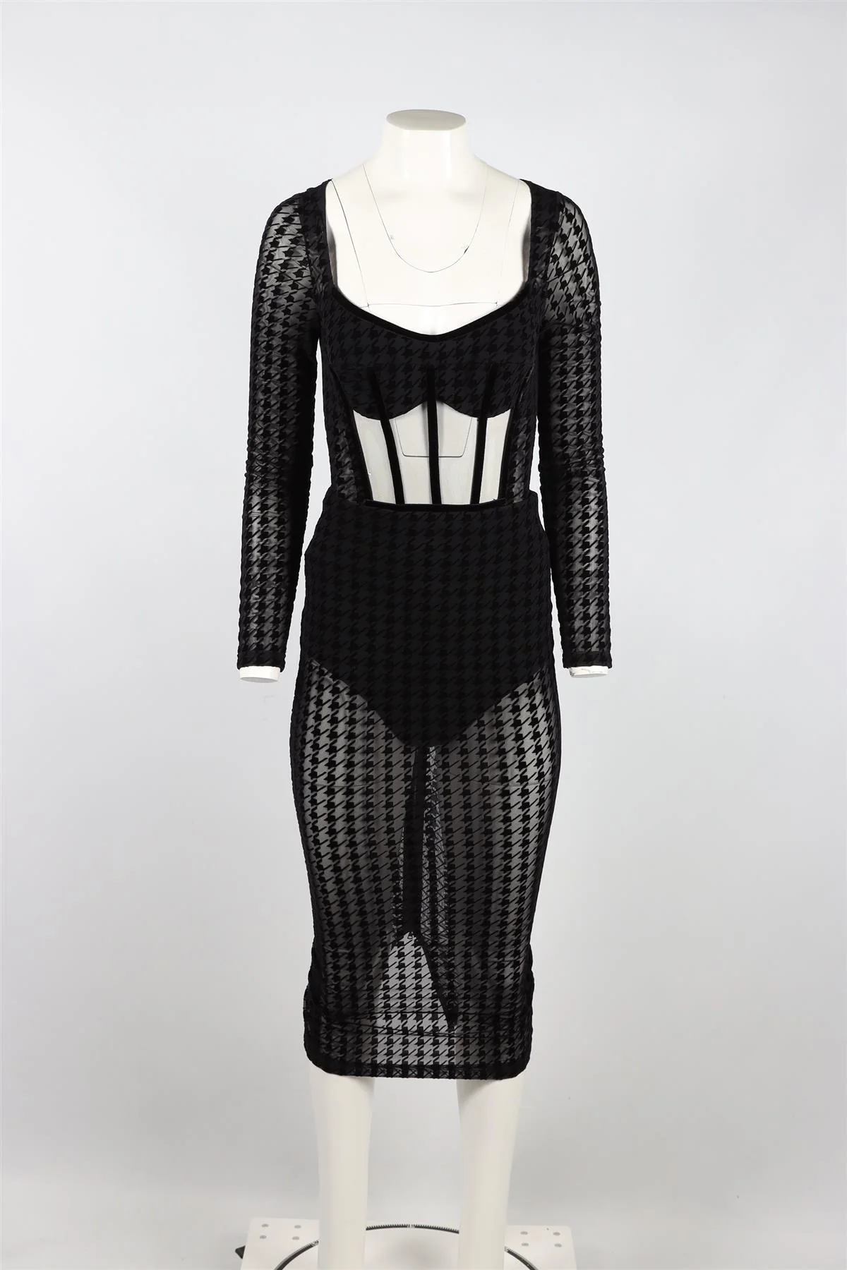 DAVID KOMA BLACK MESH MIDI DRESS UK 6 - Image 2