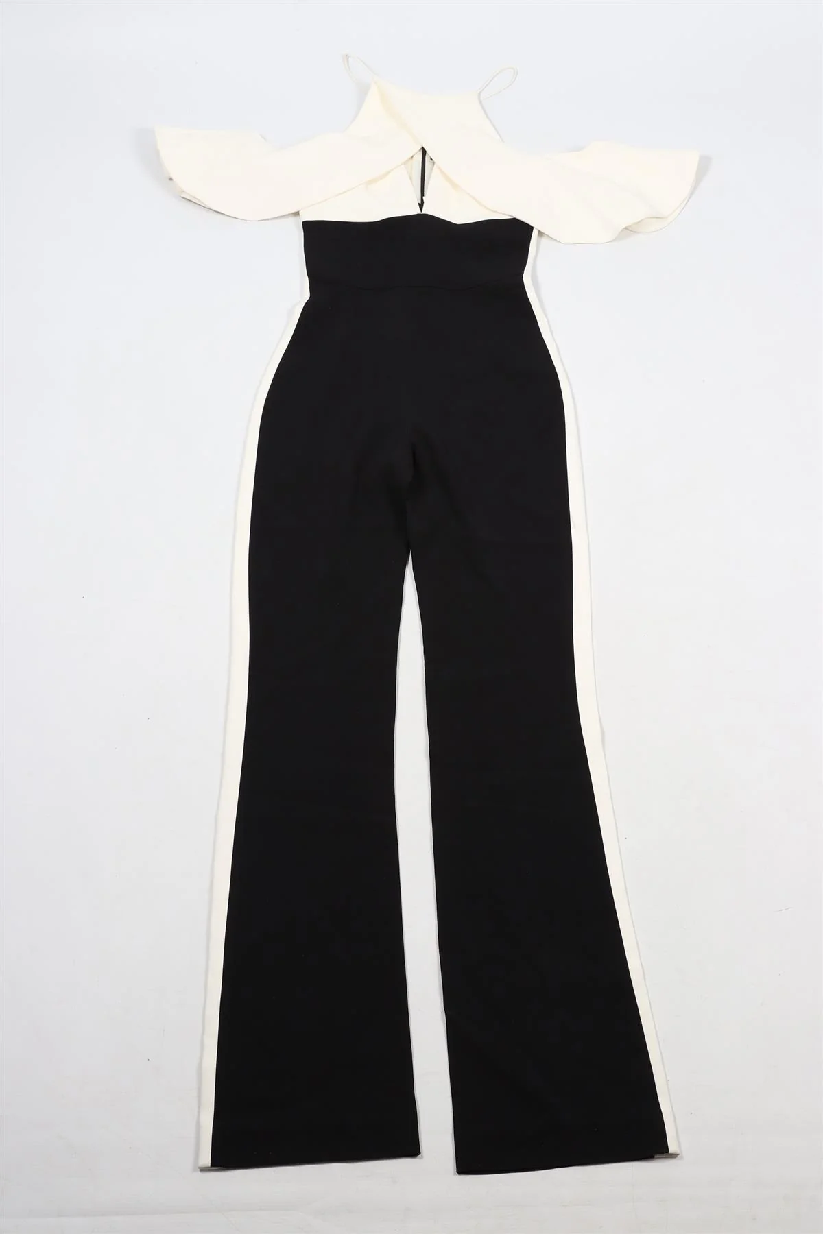DAVID KOMA IVORY AND BLACK CREPE JUMPSUIT UK 8 - Image 2