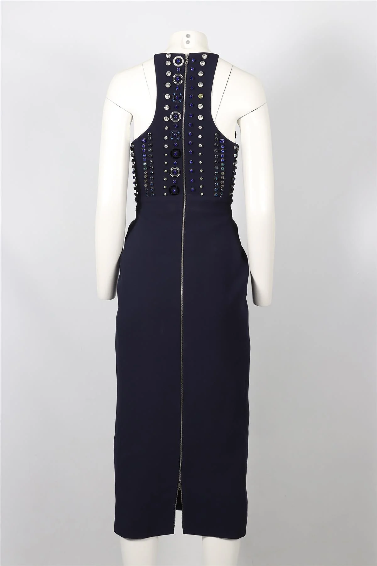 DAVID KOMA NAVY CRYSTAL AND CREPE MAXI DRESS UK 8 - Image 4