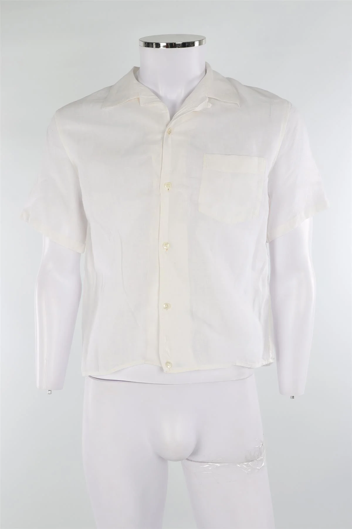 DE BONNE FACTURE WHITE MEN'S LINEN SHIRT FR 48 UK/US 38 - Image 2