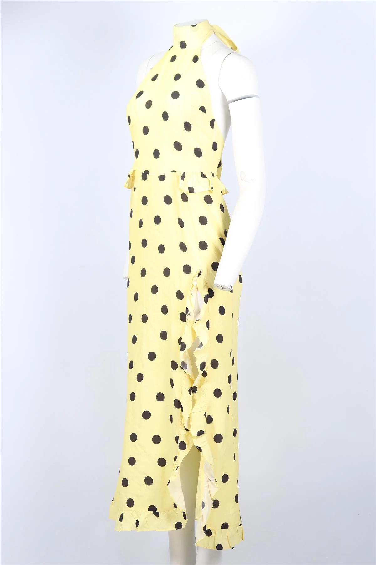 DE LA VALI POLKA DOT SILK BLEND MAXI DRESS UK 6 - Image 3