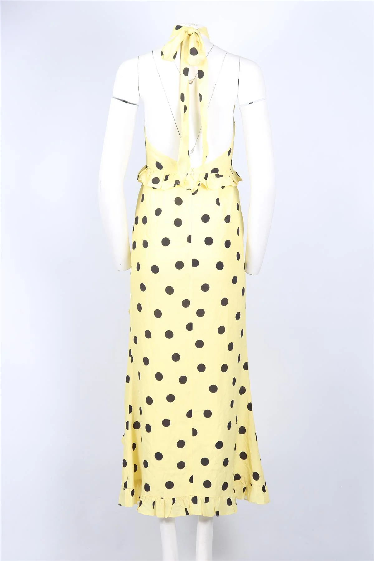 DE LA VALI POLKA DOT SILK BLEND MAXI DRESS UK 6 - Image 4