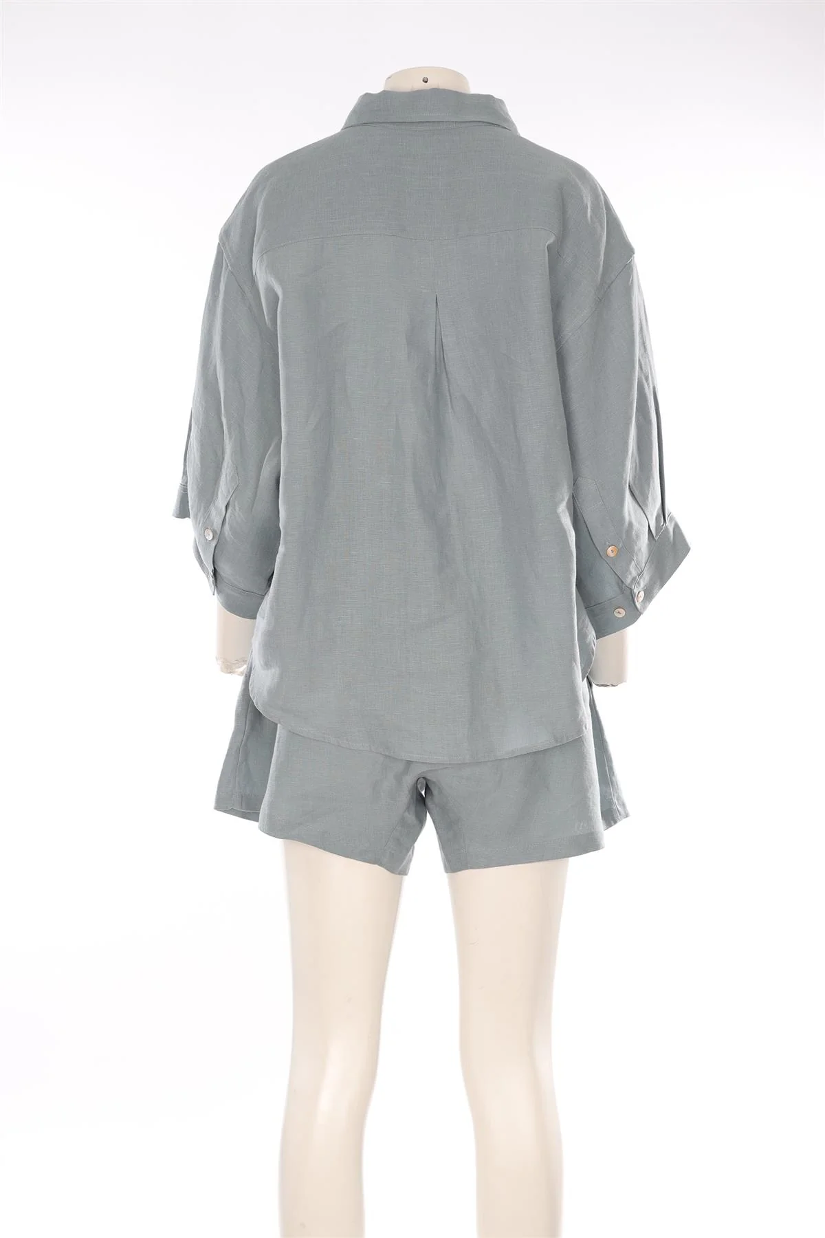 DEIJI STUDIOS BLUE LINEN SHORTS AND TOP SET SMALL-MEDIUM - Image 4