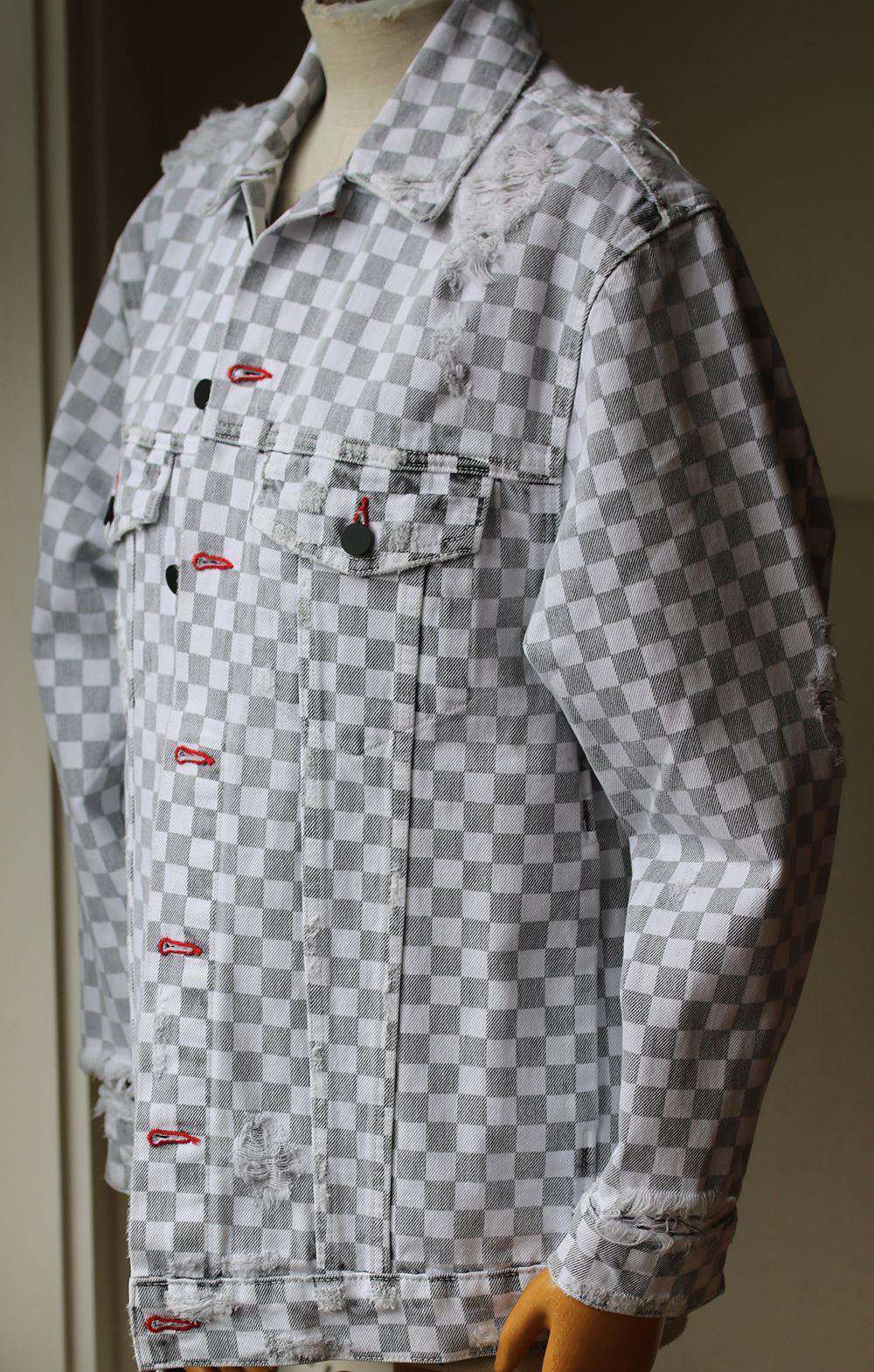 DENIM X ALEXANDER WANG DAZE CHECKERBOARD DENIM JACKET XSMALL - Image 4