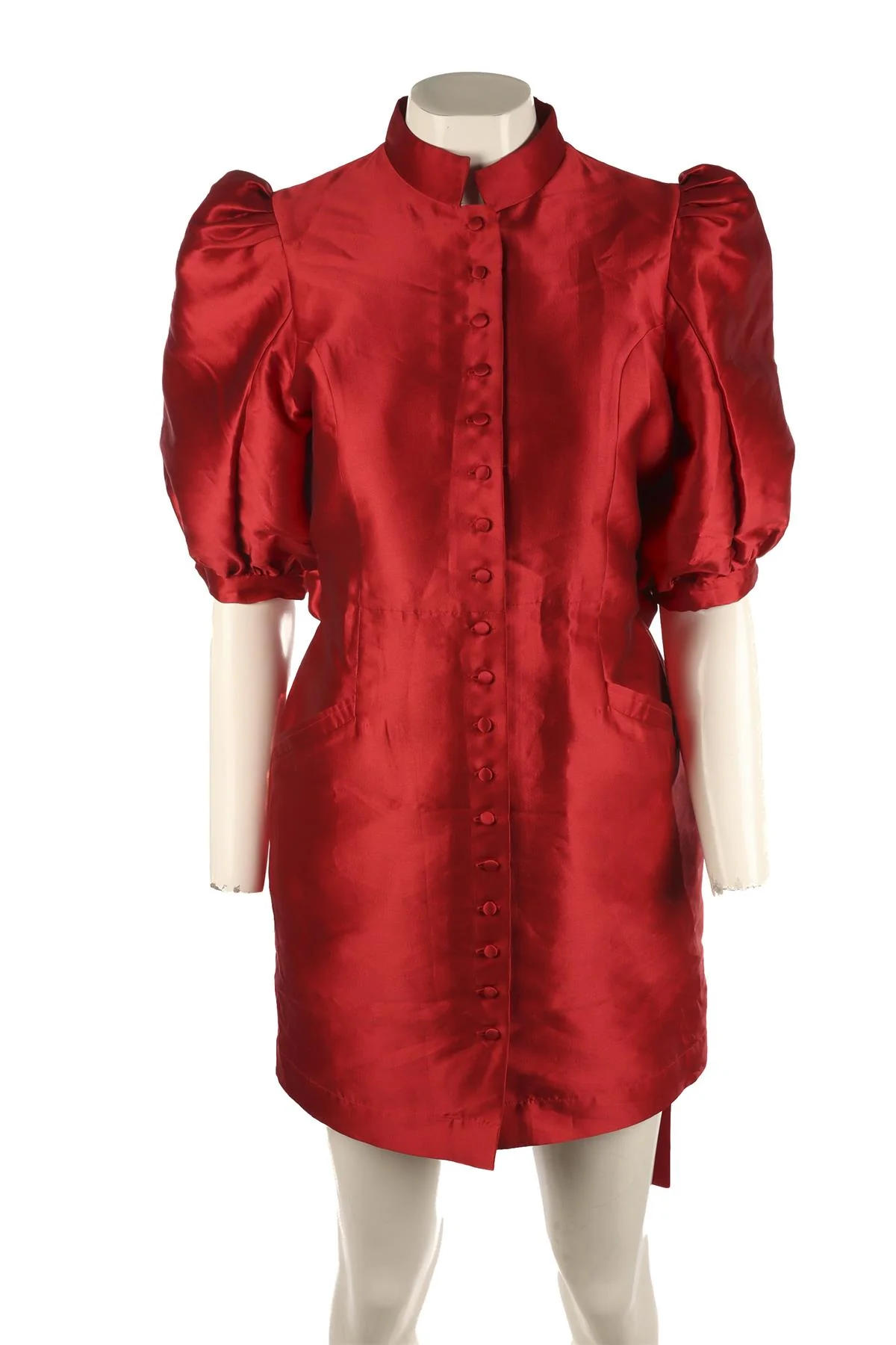 DESTREE RED SILK MINI DRESS LARGE - Image 2