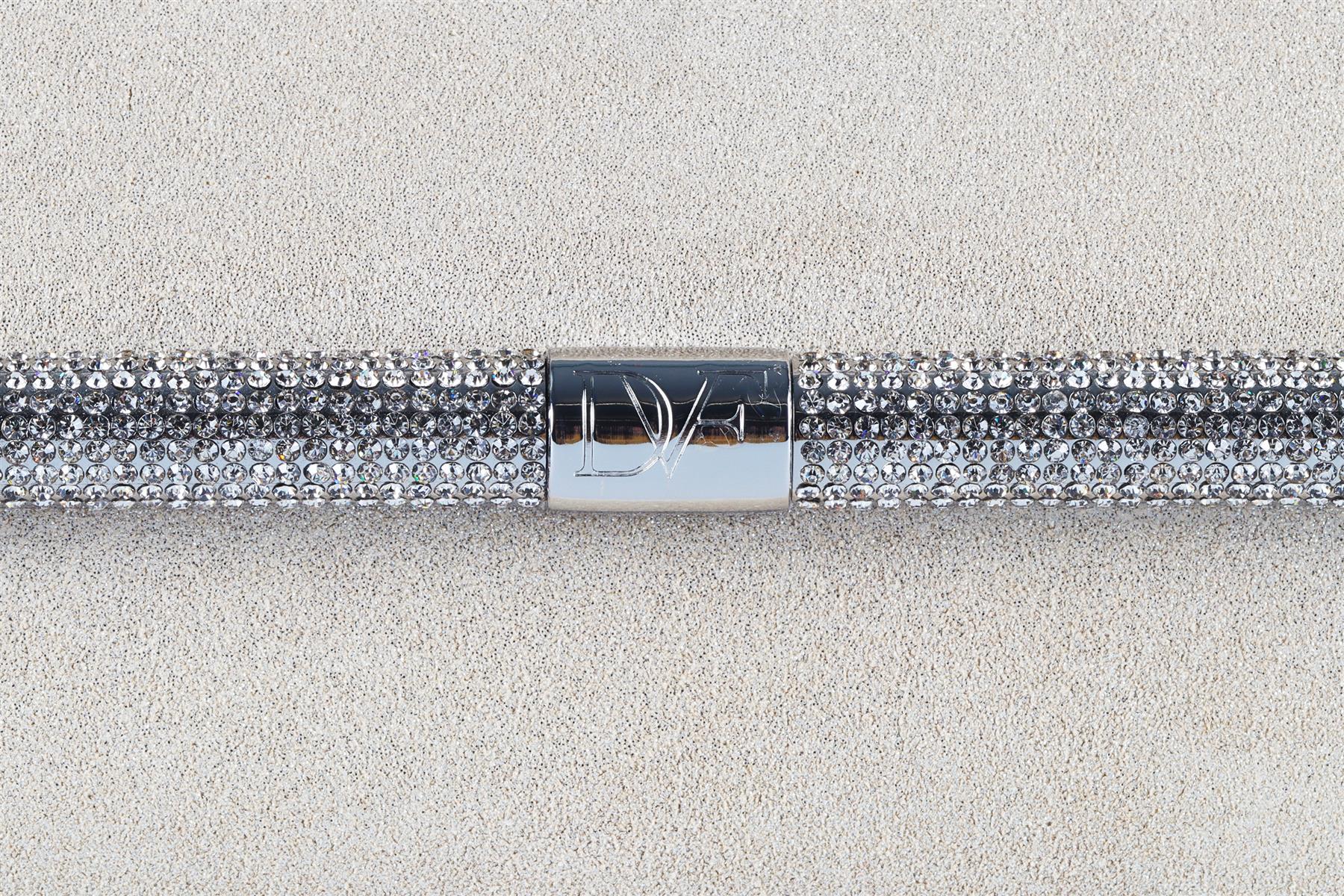 DIANE VON FURSTENBERG BEIGE CRYSTAL AND SUEDE CLUTCH - Image 10