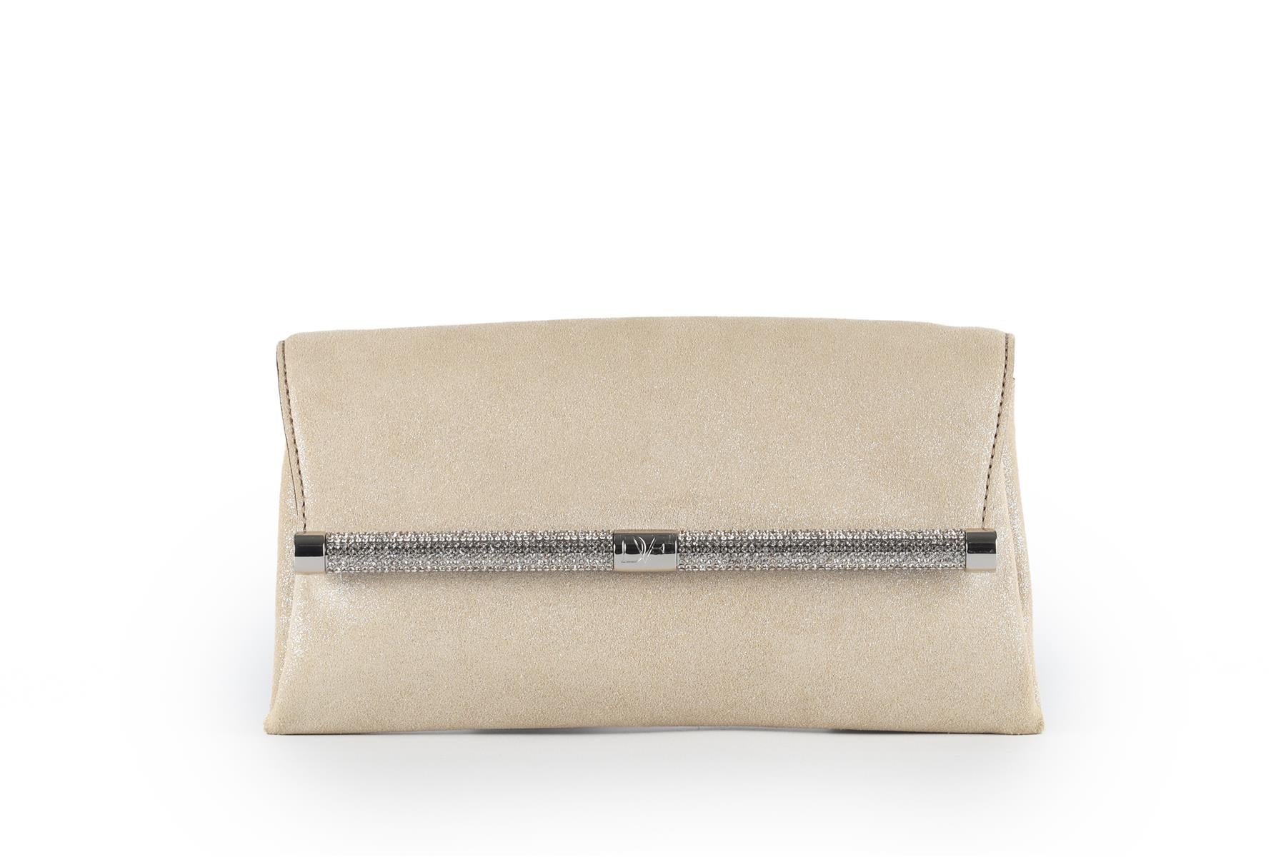 DIANE VON FURSTENBERG BEIGE CRYSTAL AND SUEDE CLUTCH - Image 2