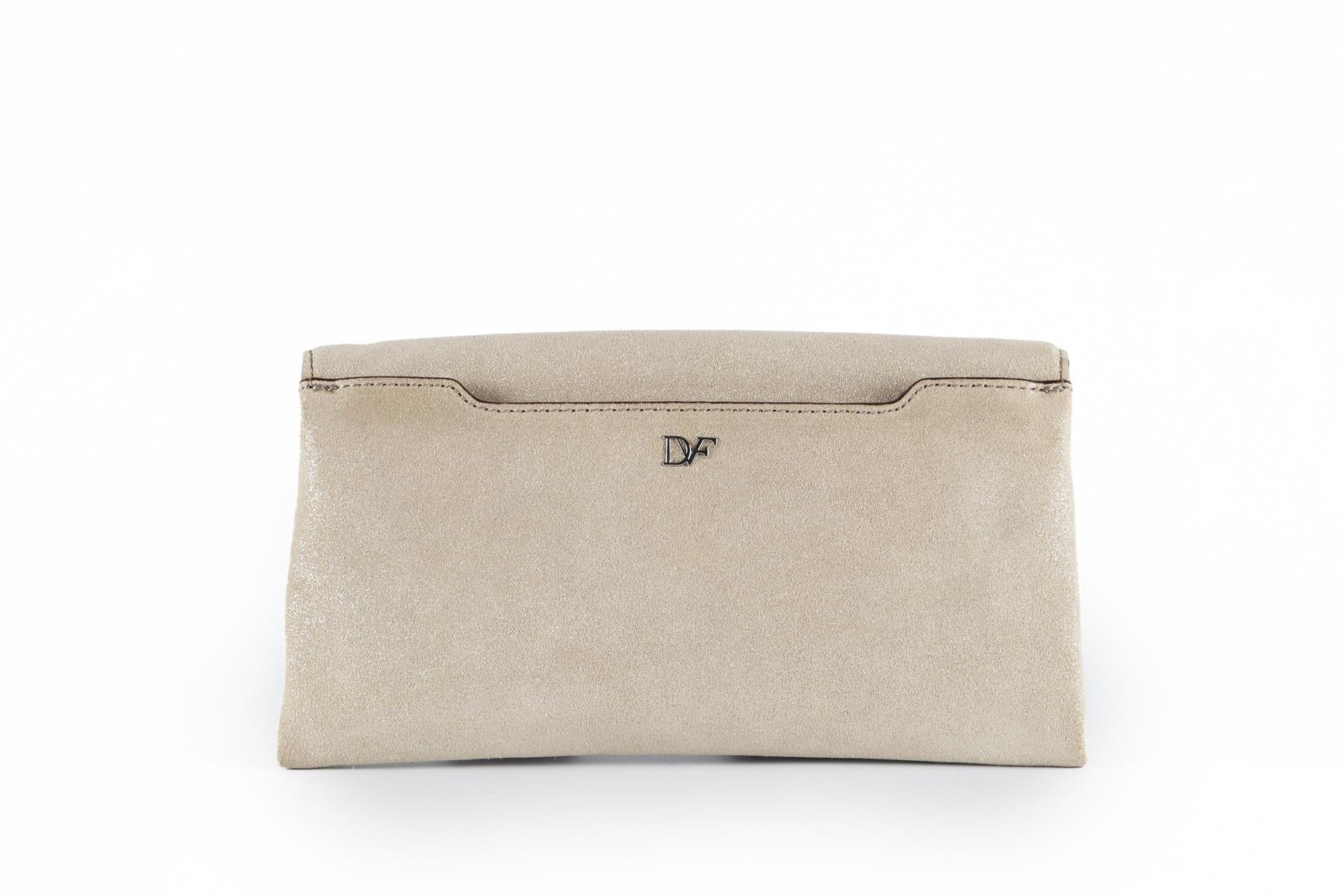 DIANE VON FURSTENBERG BEIGE CRYSTAL AND SUEDE CLUTCH - Image 6