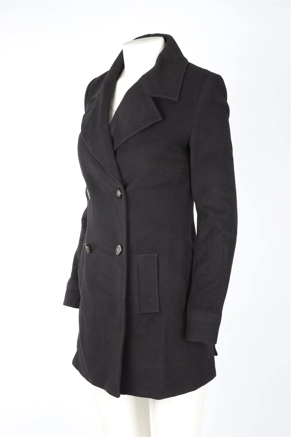 DIANE VON FURSTENBERG BLACK WOOL COAT US 2 UK 6 - Image 3