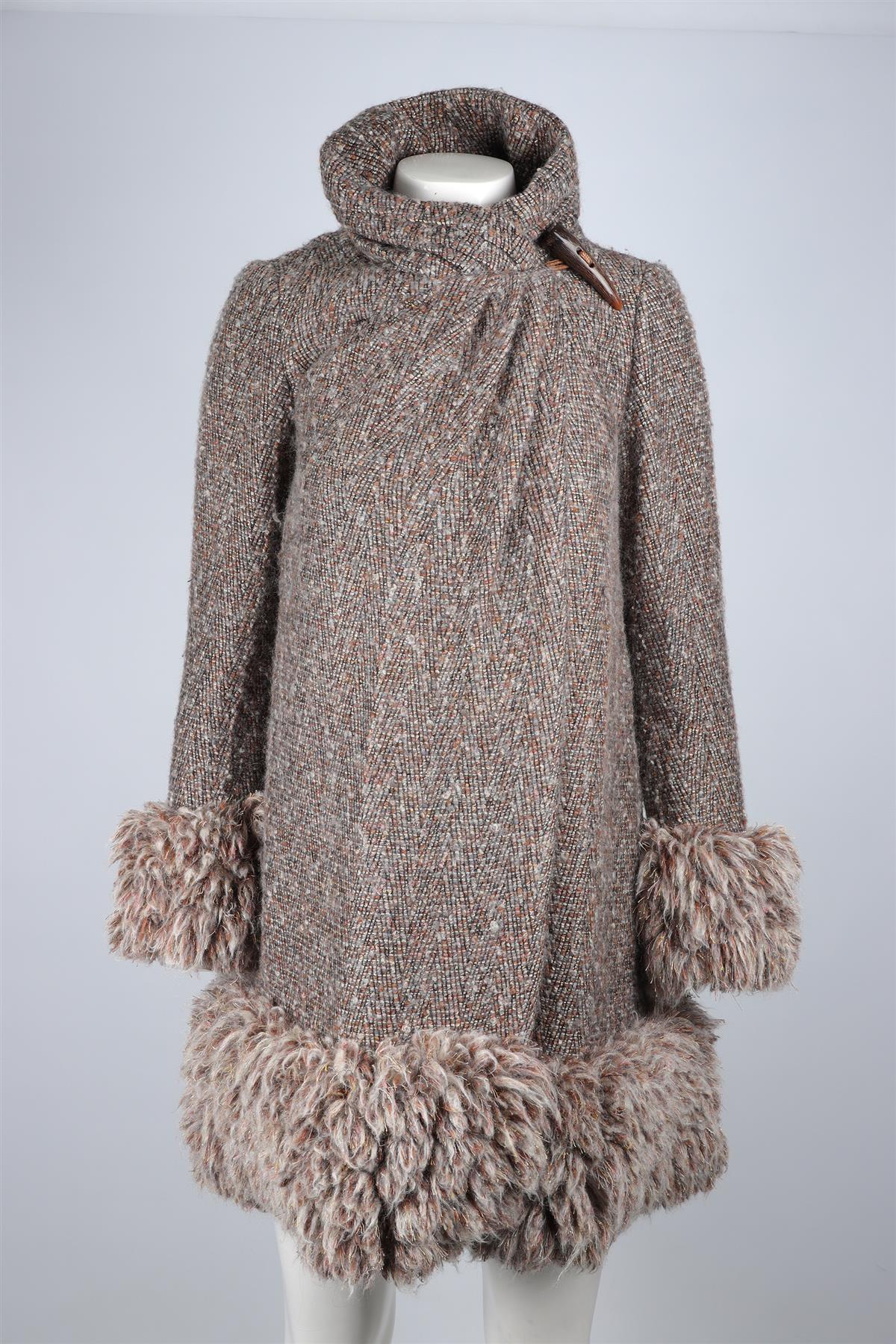 DIANE VON FURSTENBERG BROWN WOOL COAT US 2 UK 6 - Image 2