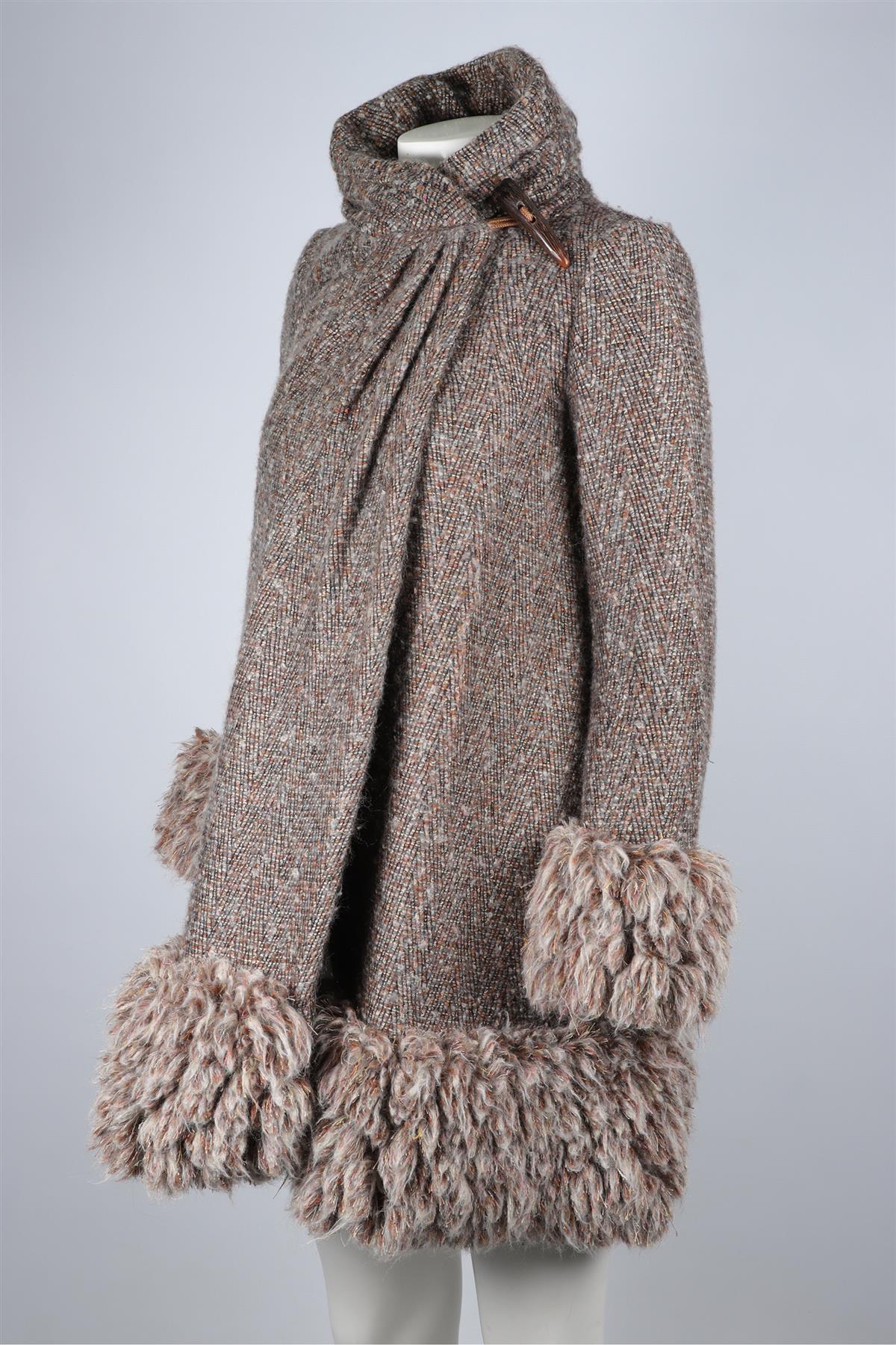 DIANE VON FURSTENBERG BROWN WOOL COAT US 2 UK 6 - Image 3