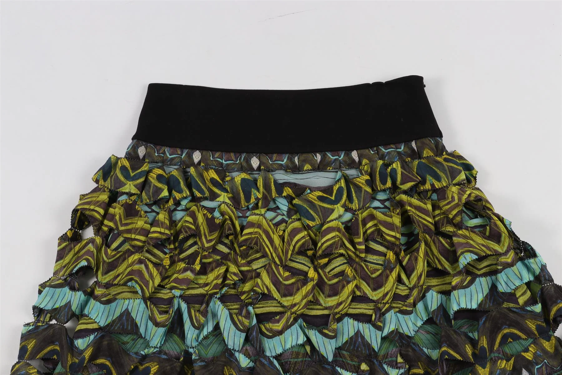 DIANE VON FURSTENBERG GREEN SILK MINI SKIRT US 2 UK 6 - Image 3