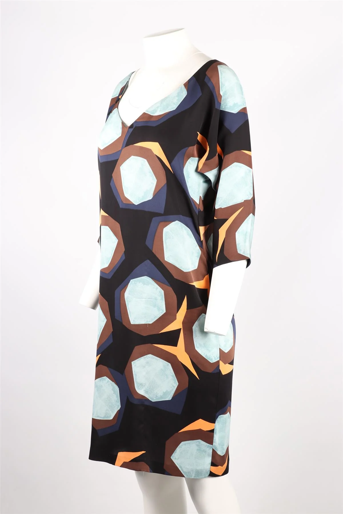 DIANE VON FURSTENBERG MULTICOLOURED SILK BLEND MIDI DRESS US 8 UK 12 - Image 3