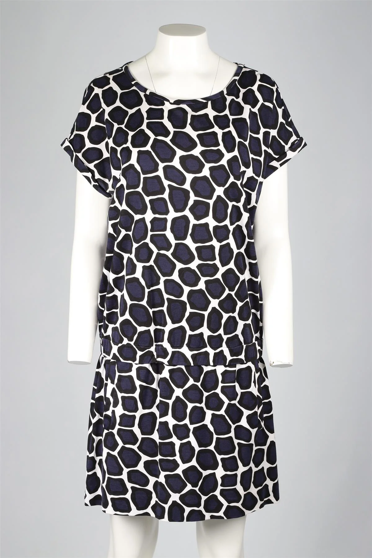 DIANE VON FURSTENBERG NAVY SILK BLEND MINI DRESS UK 12 - Image 2