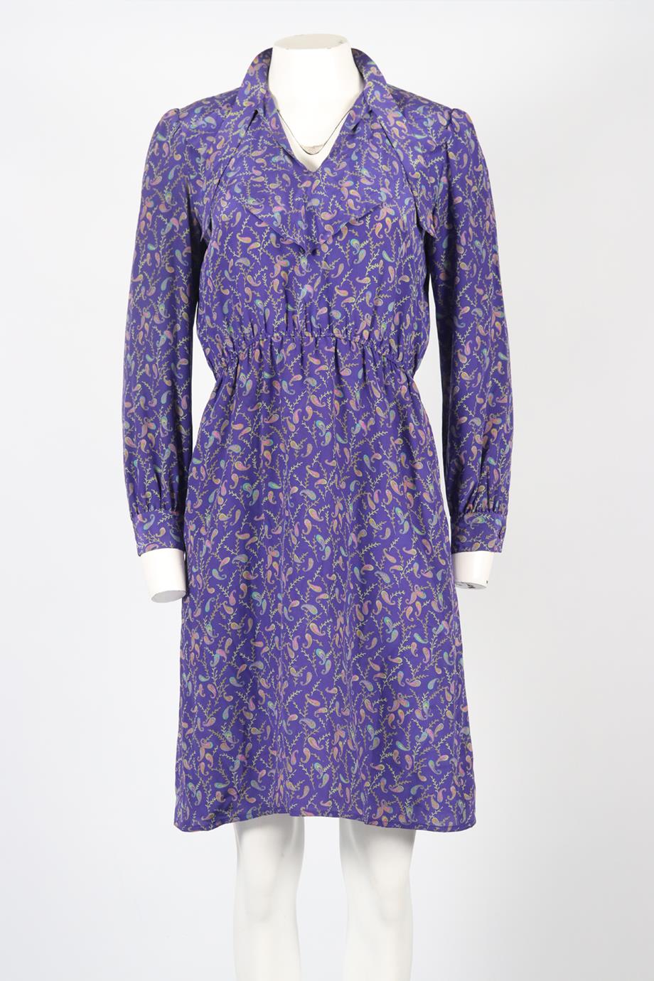 DIANE VON FURSTENBERG VINTAGE PRINTED SILK MIDI DRESS SMALL - Image 2