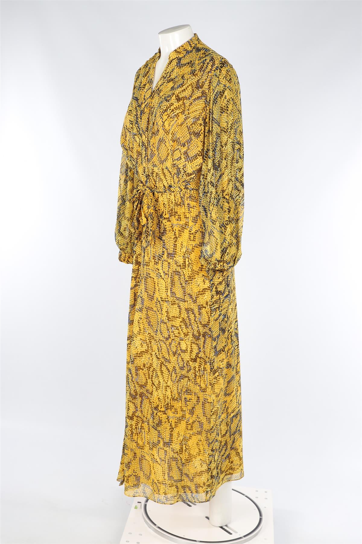 DIANE VON FURSTENBERG YELLOW CHIFFON MAXI DRESS US 8 UK 12 - Image 3