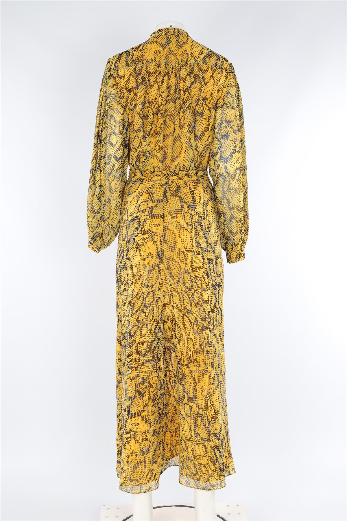 DIANE VON FURSTENBERG YELLOW CHIFFON MAXI DRESS US 8 UK 12 - Image 4
