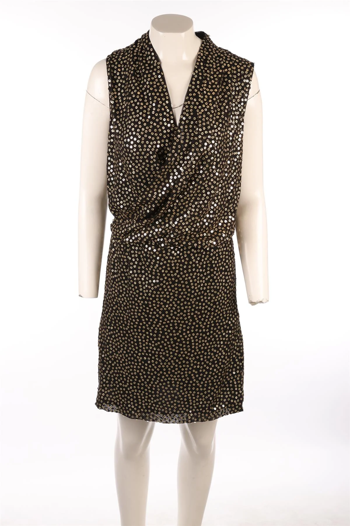 DIANE VON FURSTENBURG BLACK SEQUIN MINI DRESS US 2 UK 6 - Image 2