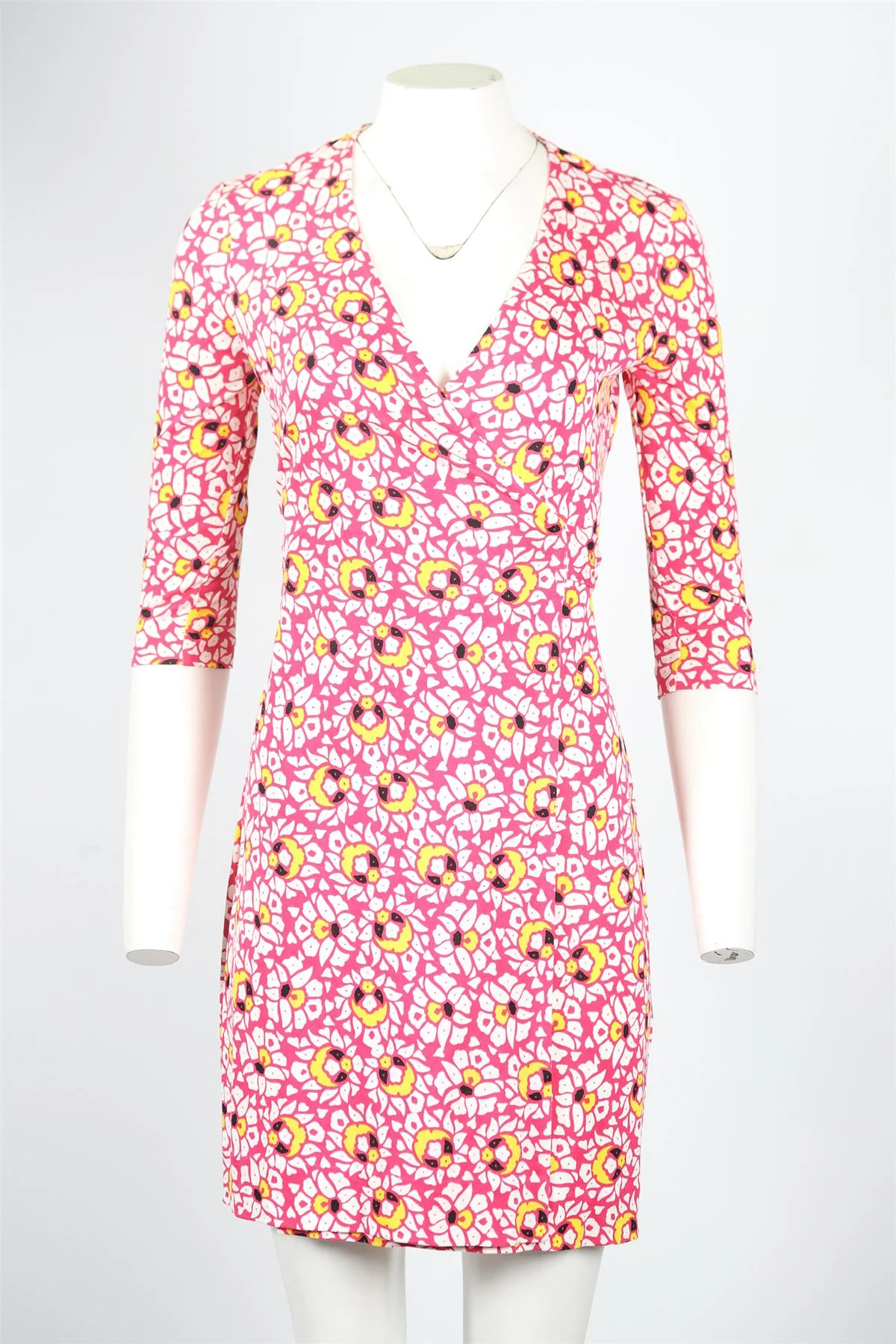 DIANE VON FURSTENBURG JERSEY MINI WRAP DRESS XSMALL - Image 2