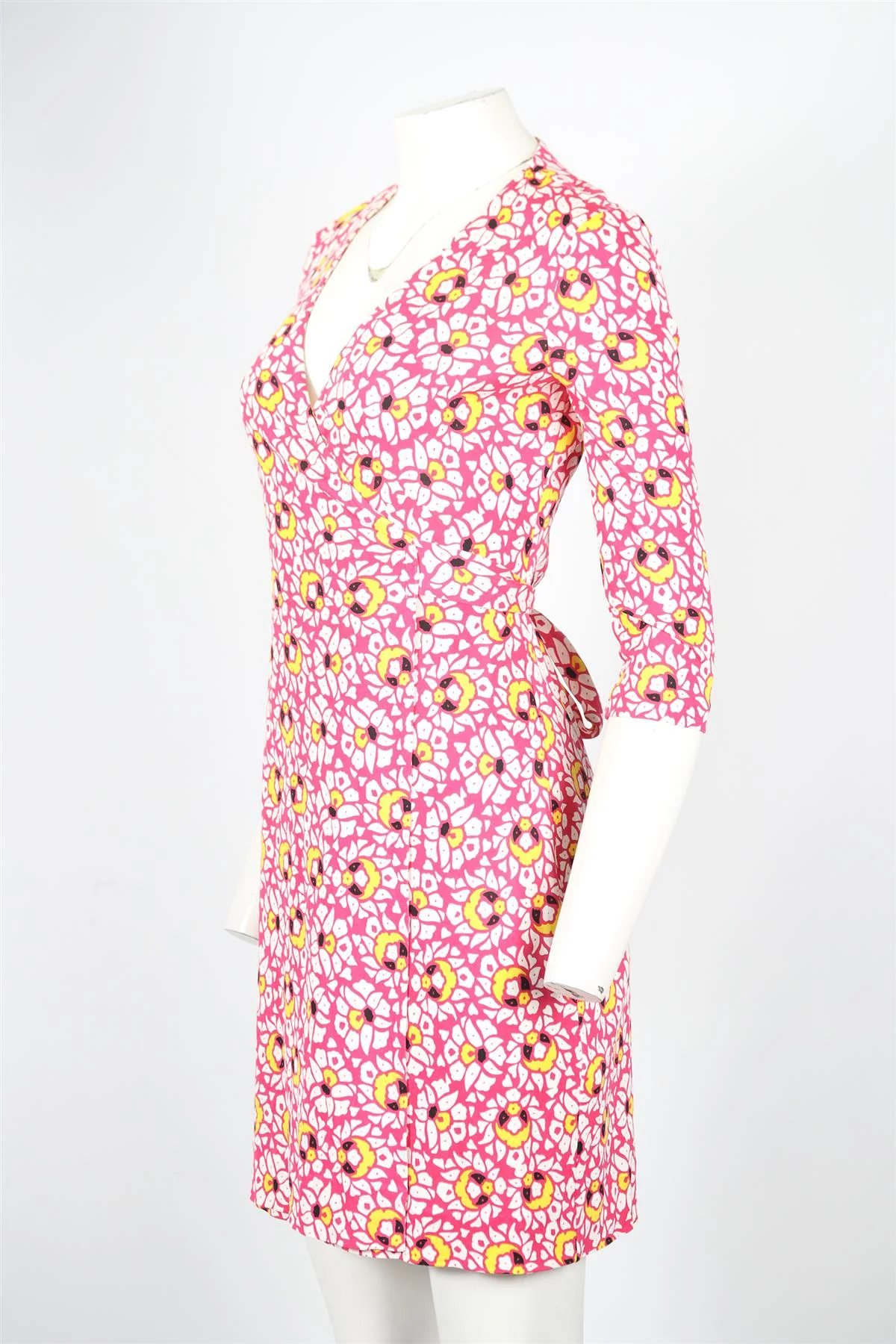 DIANE VON FURSTENBURG JERSEY MINI WRAP DRESS XSMALL - Image 3