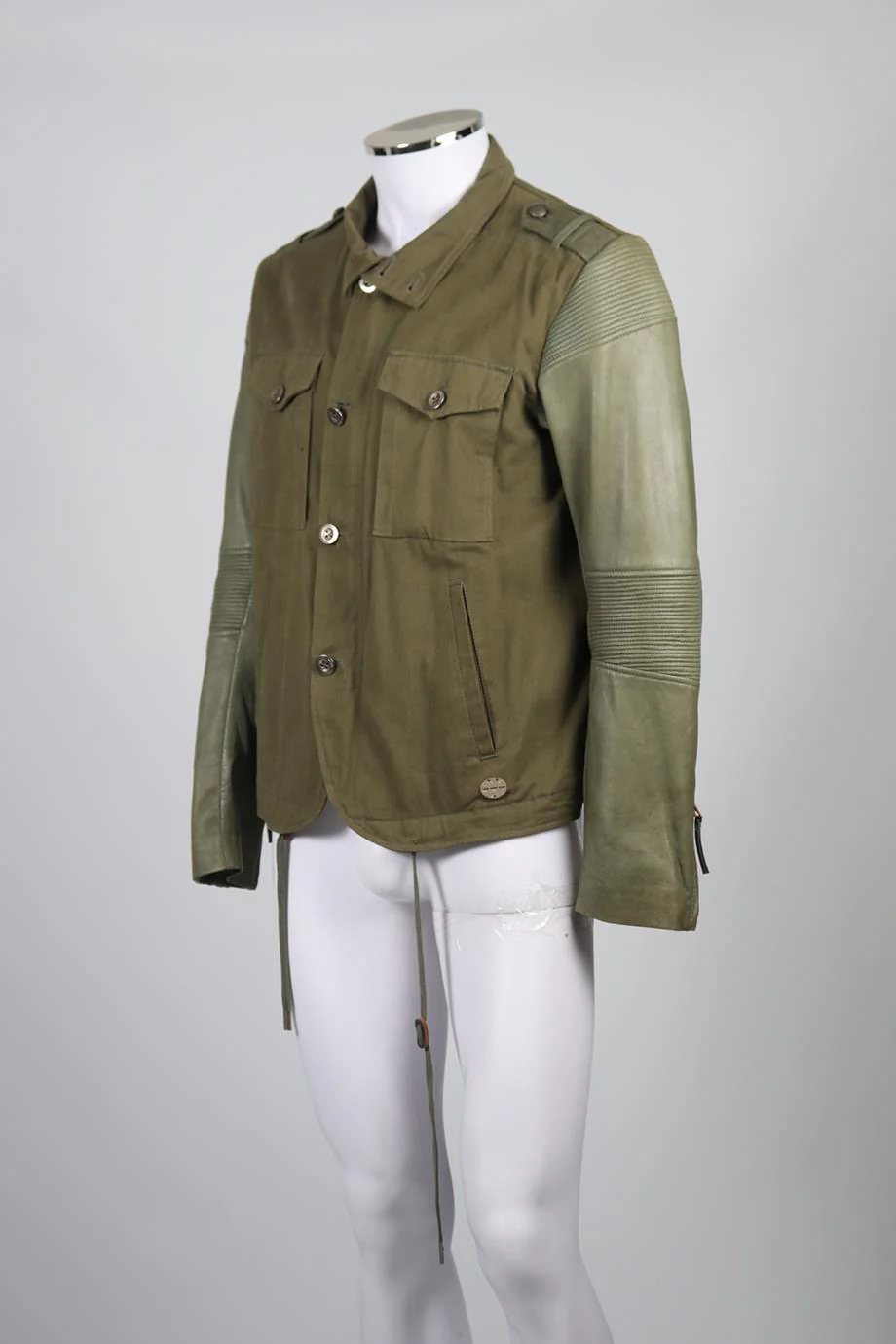 DIESEL MEN'S COTTON AND LEATHER JACKET LARGE - Image 3