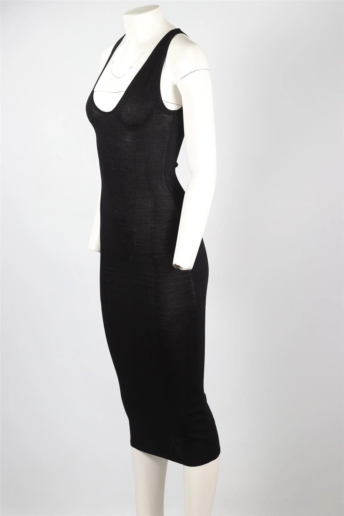 DION LEE BLACK KNIT MIDI DRESS AU 6 UK 6 - Image 3