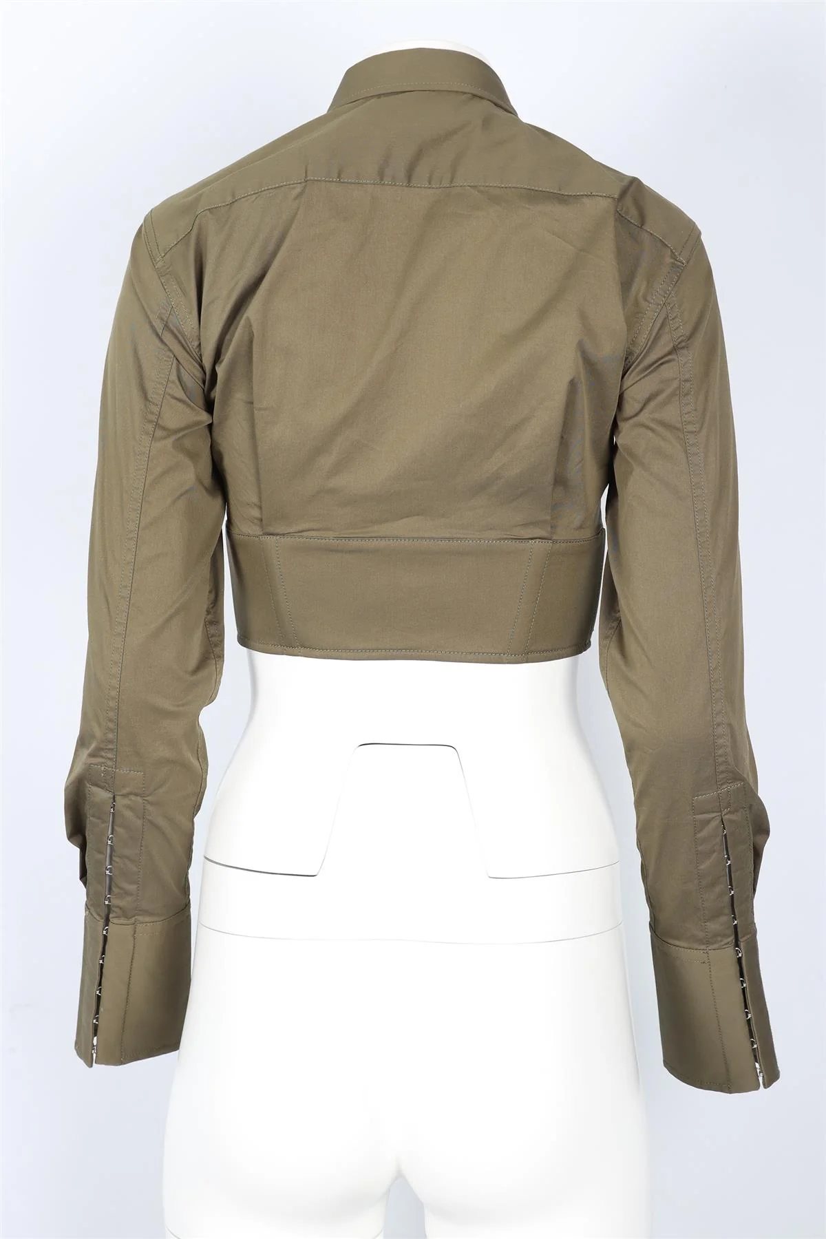 DION LEE GREEN CROPPED COTTON BLEND SHIRT AU 8 UK 8 - Image 4