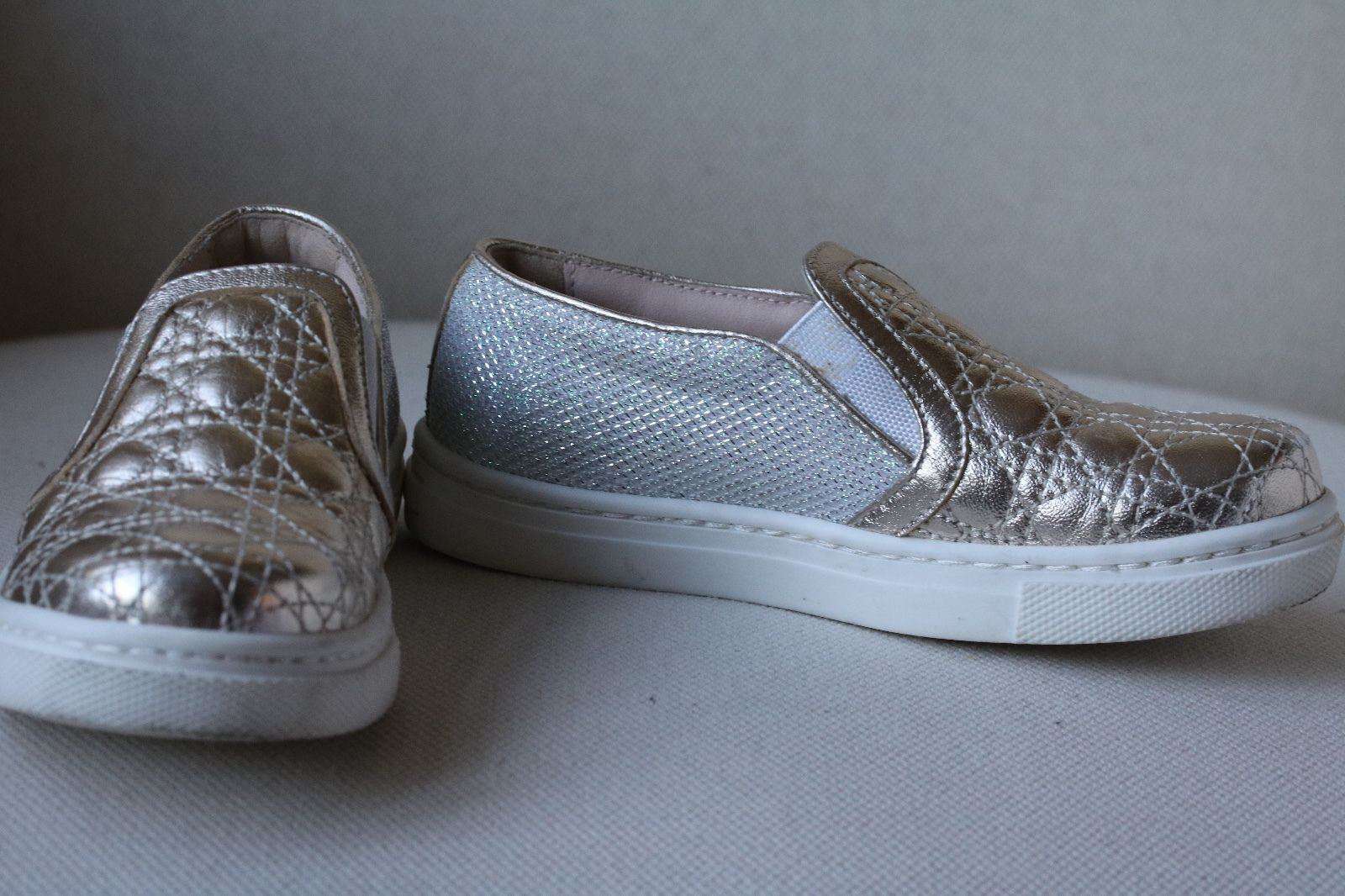 DIOR BABY KIDS GOLD METALLIC LEATHER CANNAGE SHOES EU 26 UK 8.5 - Image 6