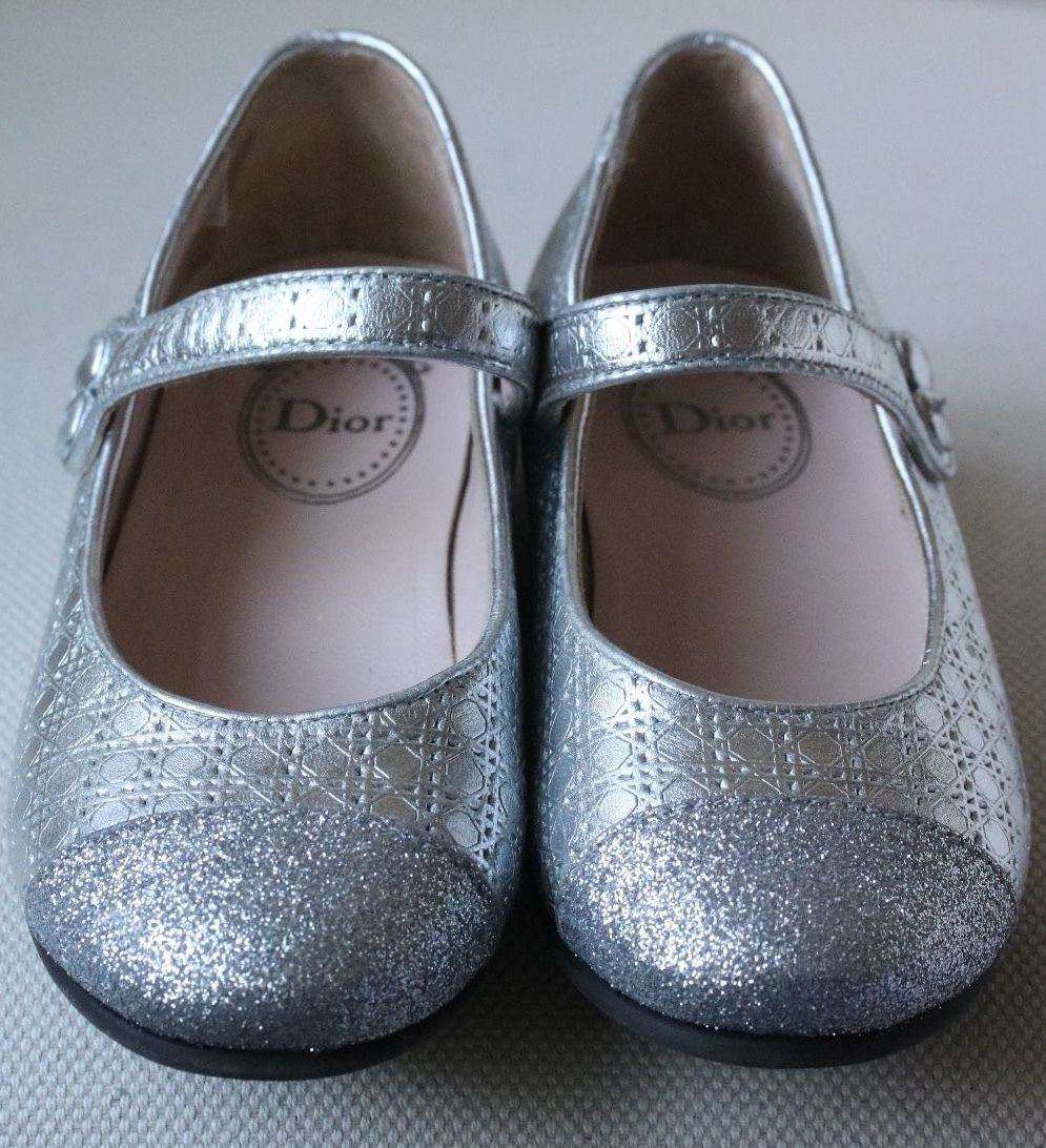 DIOR BABY KIDS SILVER STARDUST LEATHER CANNAGE SHOES EU 26 UK 8.5 - Image 4