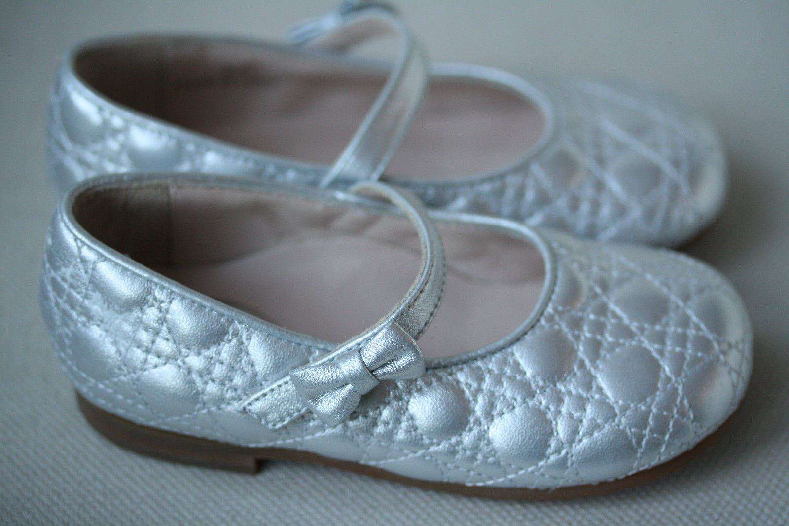 DIOR BABY SILVER LEATHER CANNAGE SHOES EU 24 UK 7 - Image 4