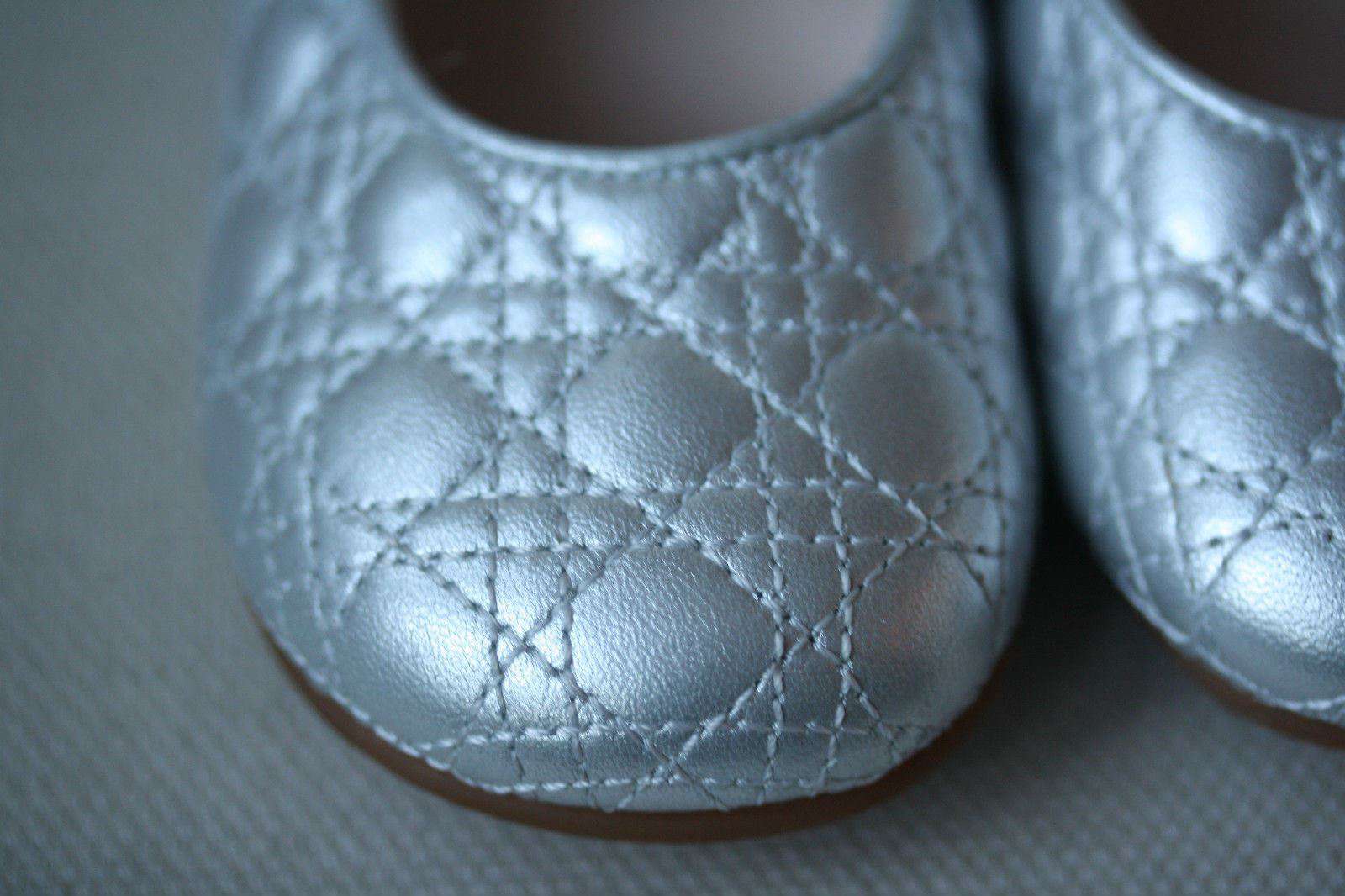 DIOR BABY SILVER LEATHER CANNAGE SHOES EU 24 UK 7 - Image 5