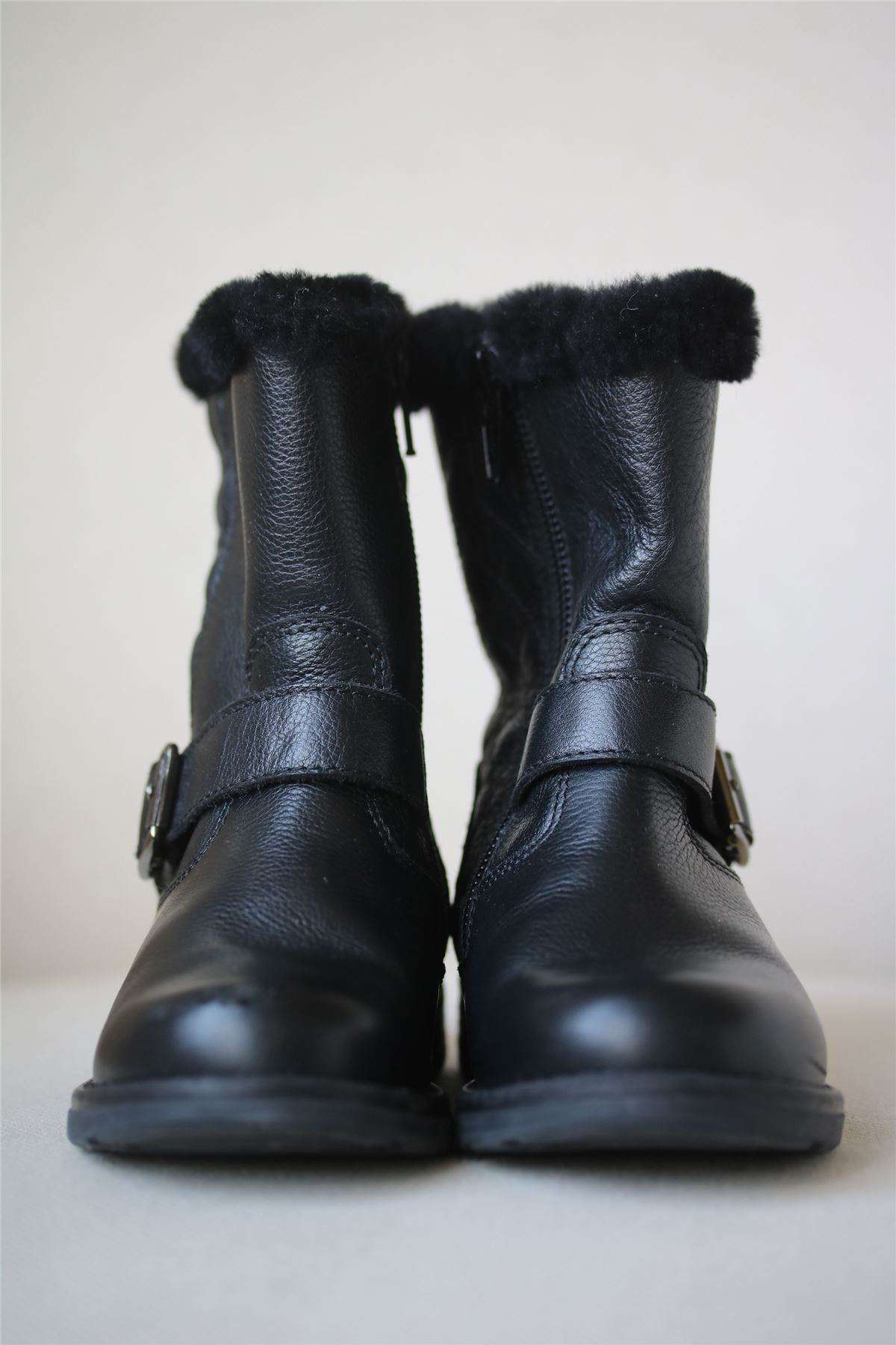 DIOR GIRLS BLACK LEATHER BOOTS WITH SHEARLING LINING EU 24 UK 6 - Image 2