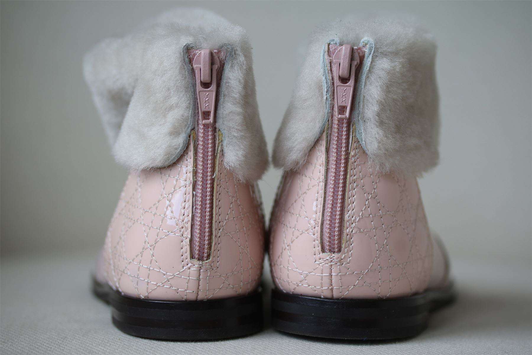 DIOR GIRLS PINK LEATHER BOOTS WITH SHEARLING LINING EU 26 UK 8.5 - Image 3