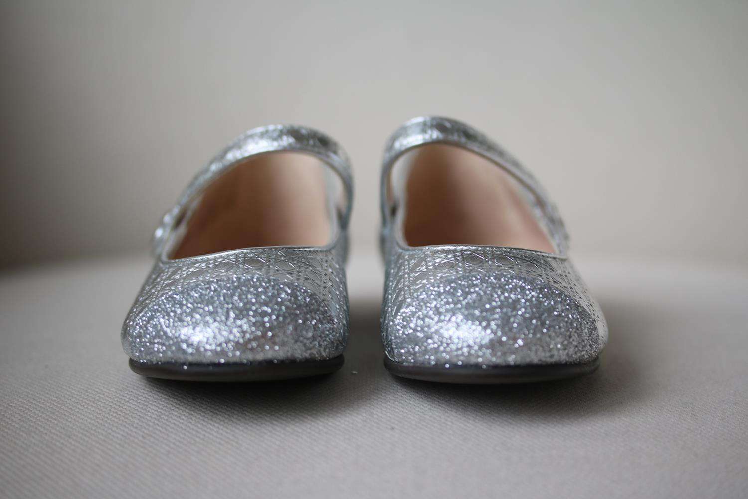 DIOR KIDS GIRLS LAMBSKIN LEATHER AND SEQUIN BALLERINAS EU 28 UK 10 - Image 2