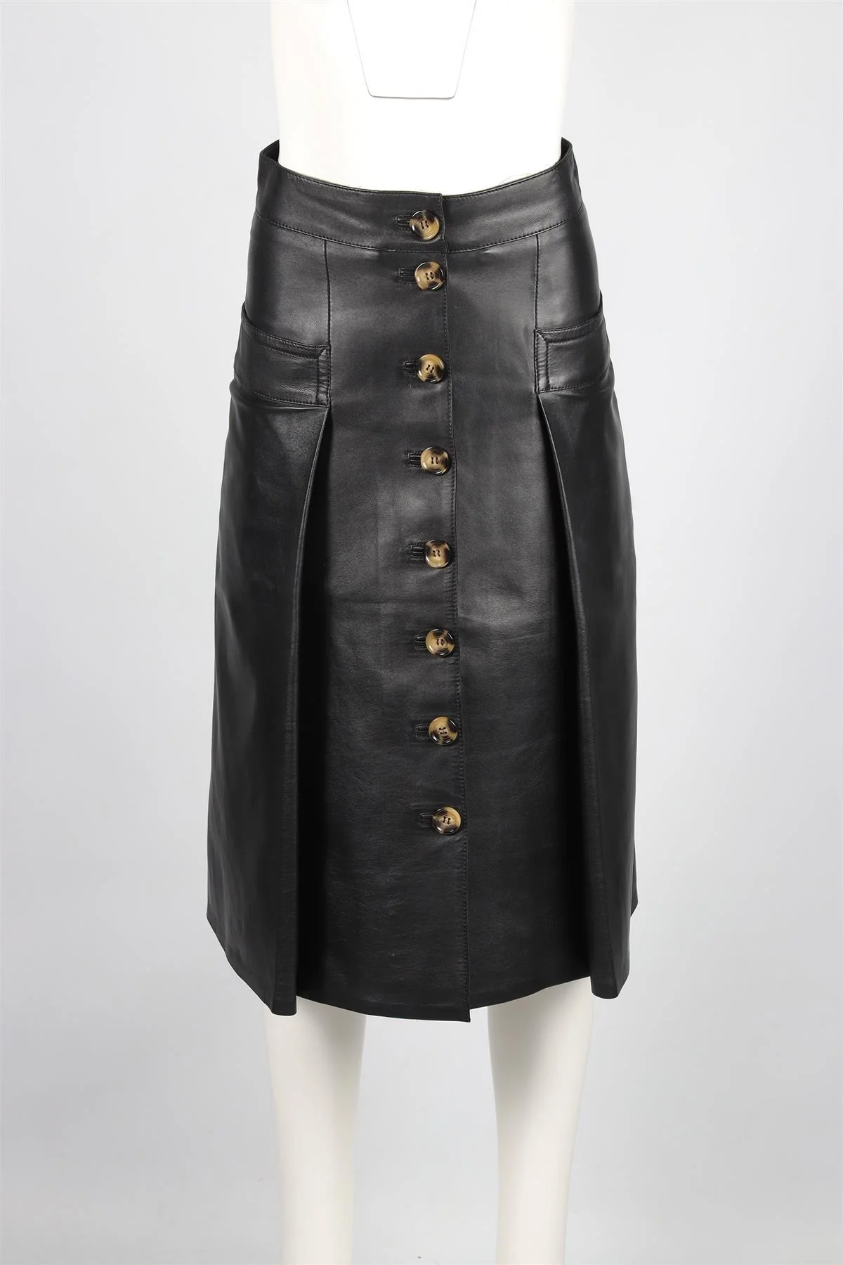 DODO BAR OR BLACK LEATHER MIDI SKIRT IT 40 UK 8 - Image 2