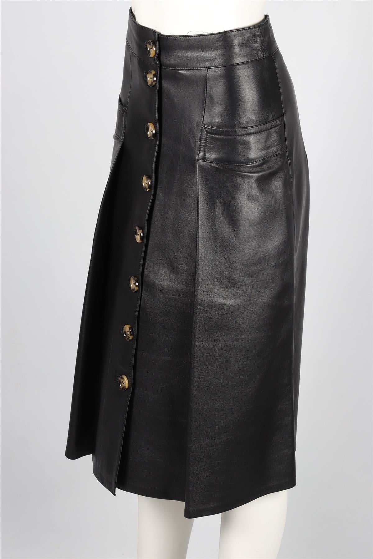 DODO BAR OR BLACK LEATHER MIDI SKIRT IT 40 UK 8 - Image 3