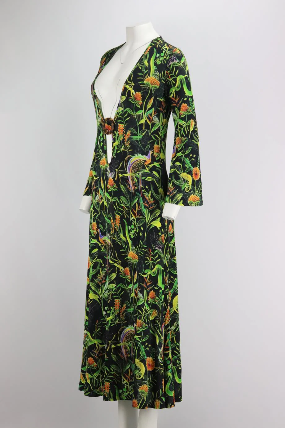 DODO BAR OR CUTOUT PRINTED SATIN JERSEY MIDI DRESS MEDIUM - Image 3