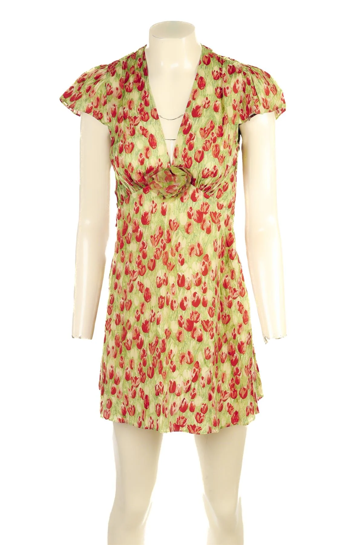 DOEN GREEN SILK MINI DRESS XSMALL - Image 2